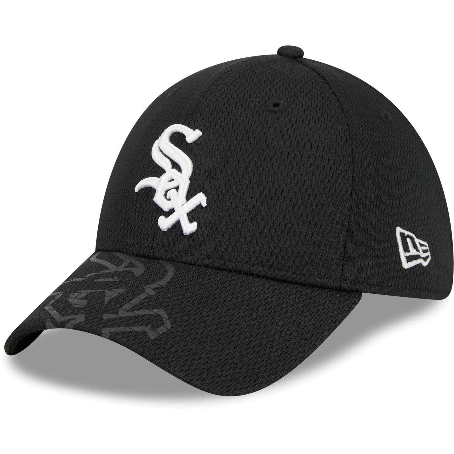 Chicago White Sox New Era Top Visor 39THIRTY Flex Hat - Black