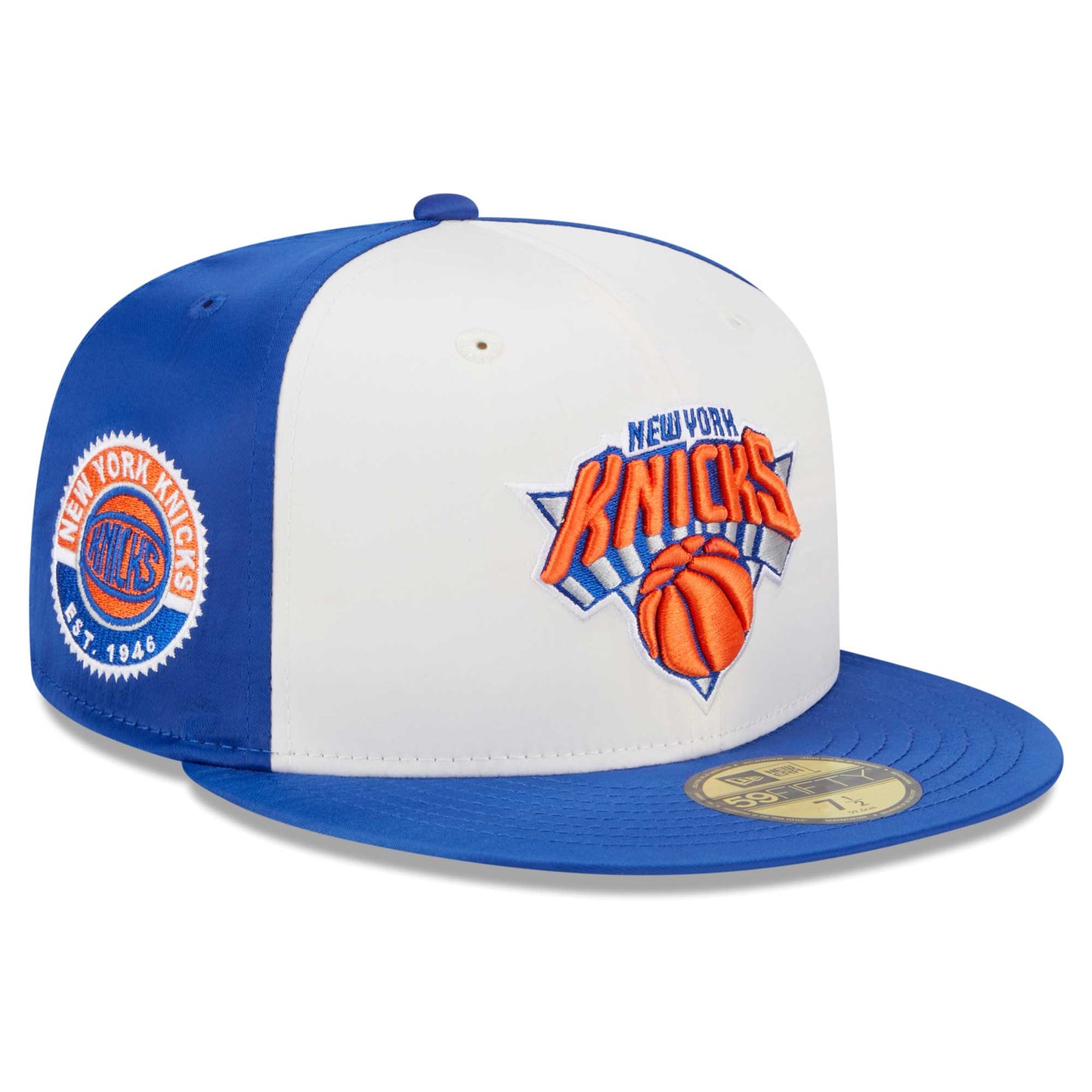 New York Knicks New Era Throwback Satin 59FIFTY Fitted Hat - White