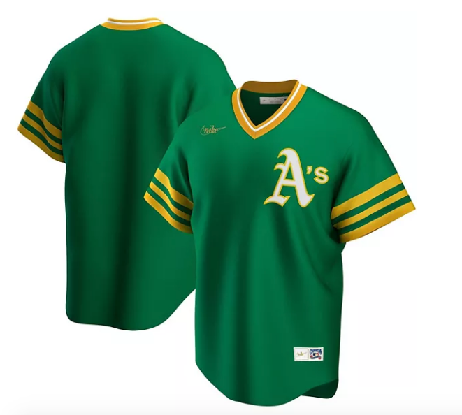 Men's Oakland Athletics Kelly Green Road Cooperstown Collection Team Jersey
