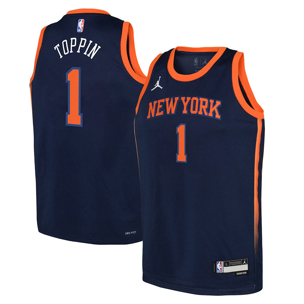 Youth New York Knicks Obi Toppin Statement Edition Jersey - Navy