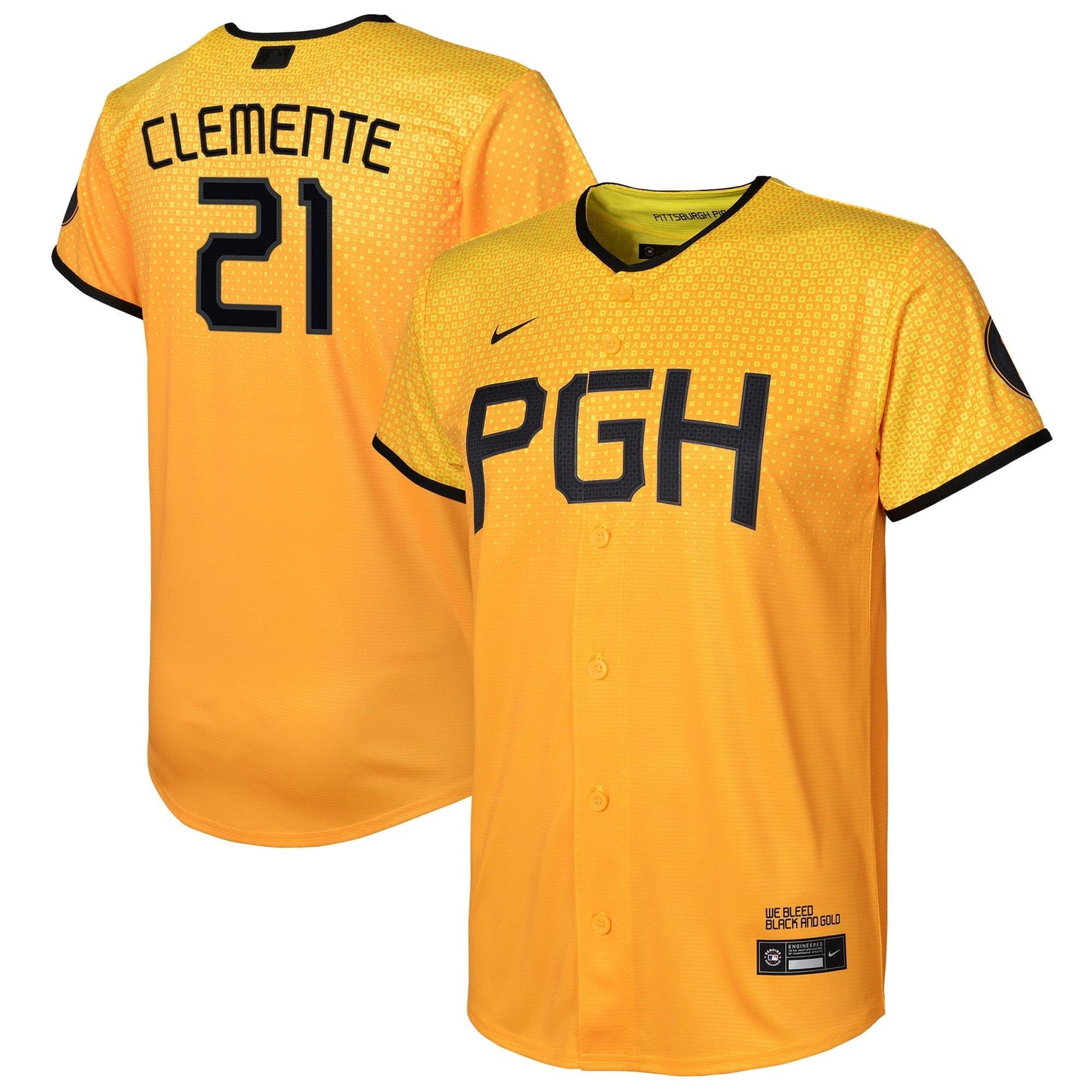 Youth Nike Roberto Clemente Gold Pittsburgh Pirates 2023 City Connect Replica Player Jersey