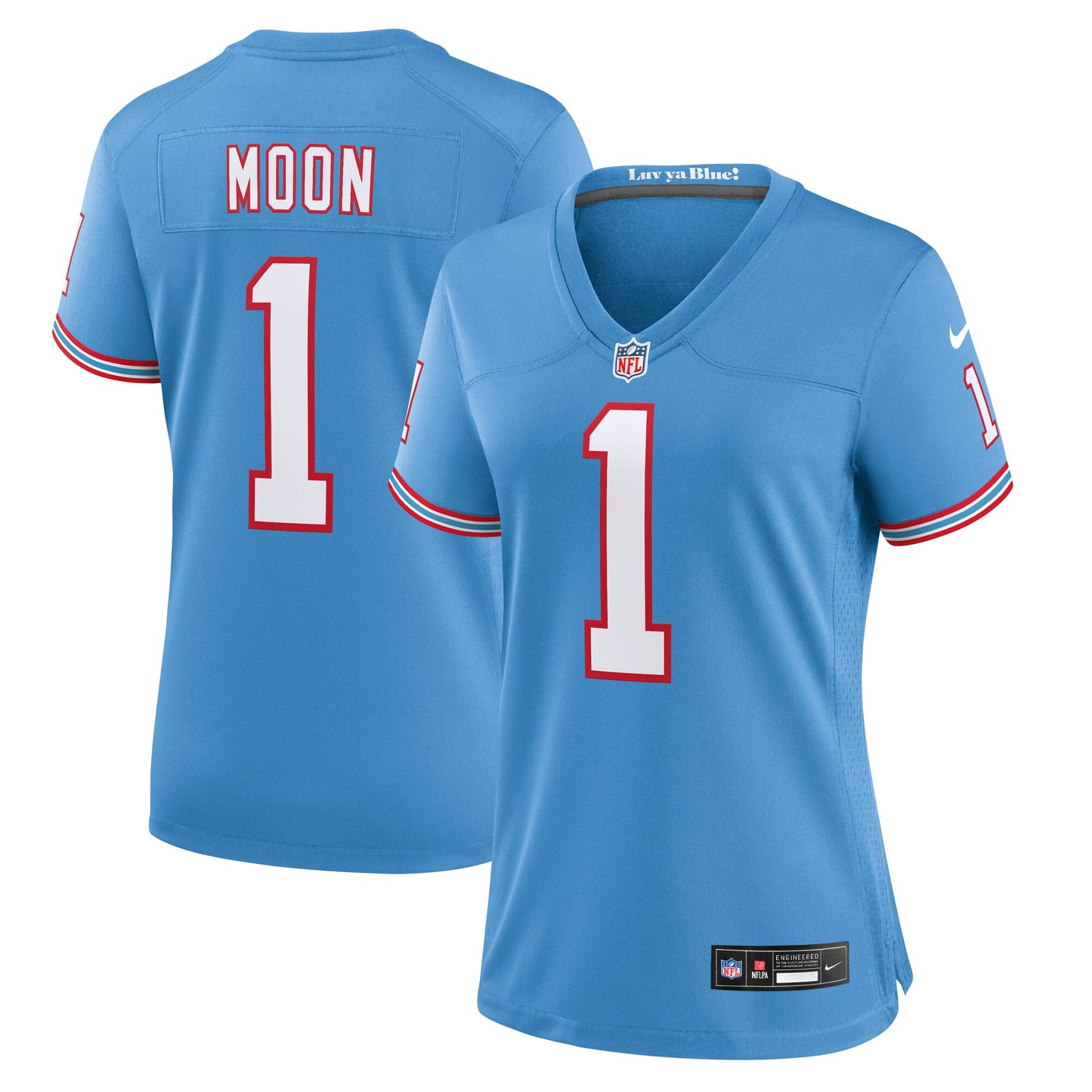 Warren Moon Tennessee Titans Nike Women's Oilers Throwback Retired Player Game Jersey - Light Blue