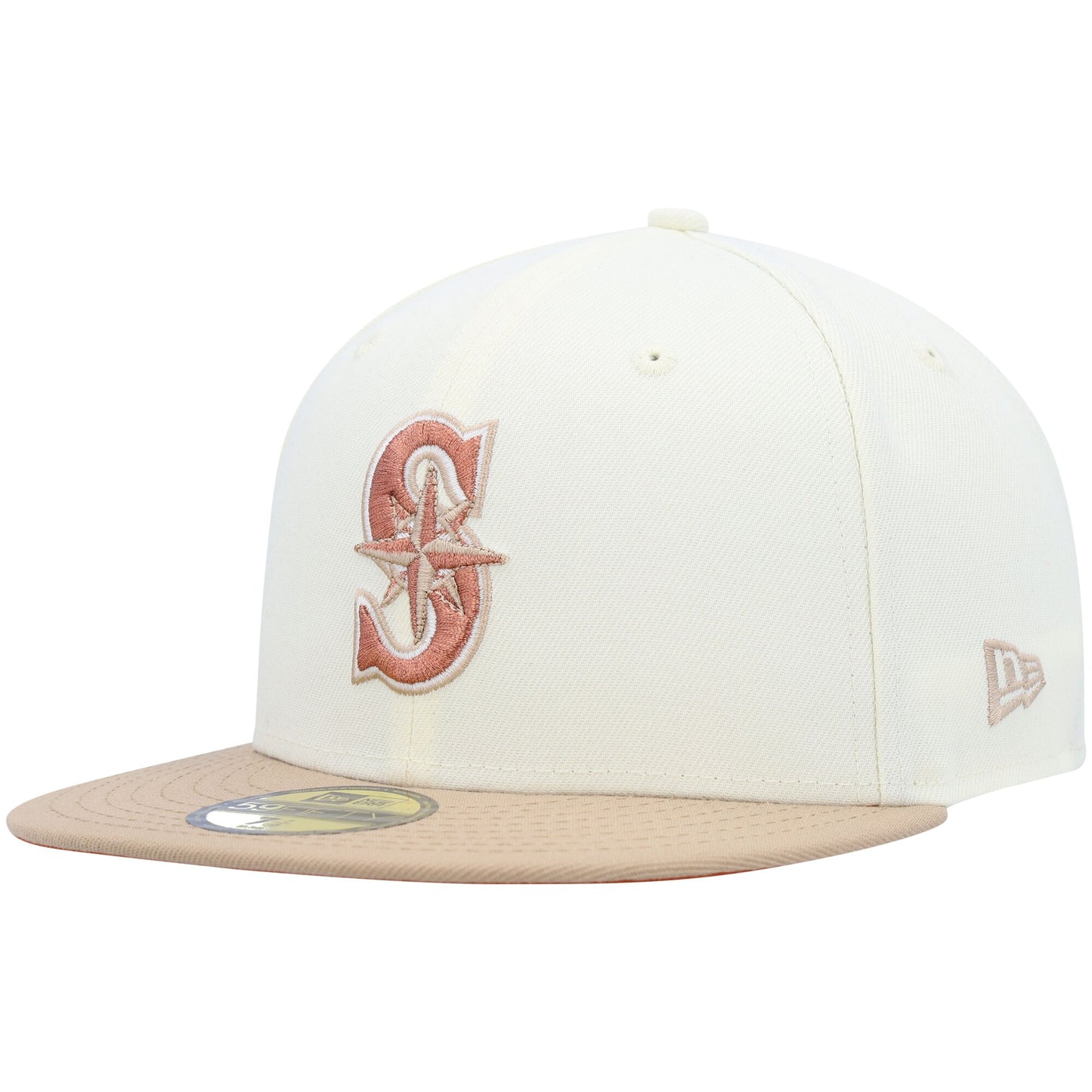 Seattle Mariners New Era Chrome Camel Rust Undervisor 59FIFTY Fitted Hat - Cream