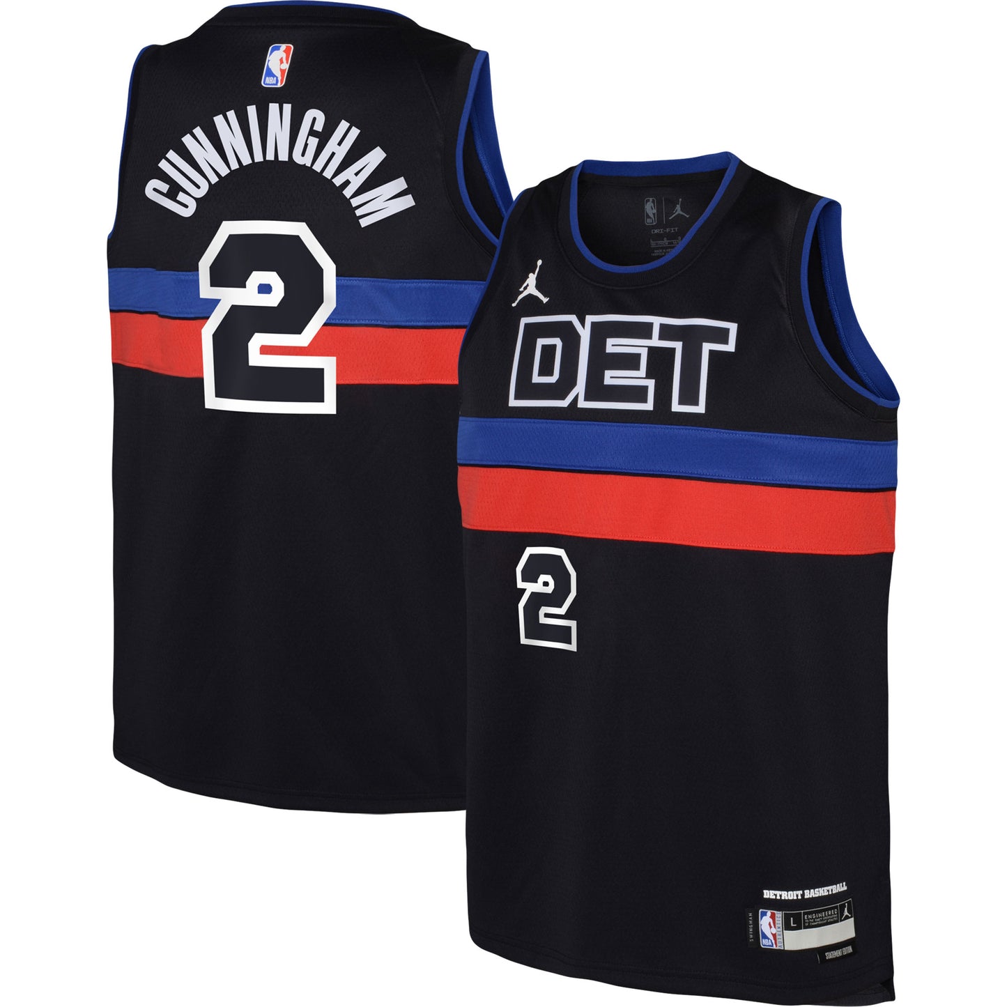 Cade Cunningham Detroit Pistons Jordans Brand Youth Swingman Jersey - Statement Edition - Black