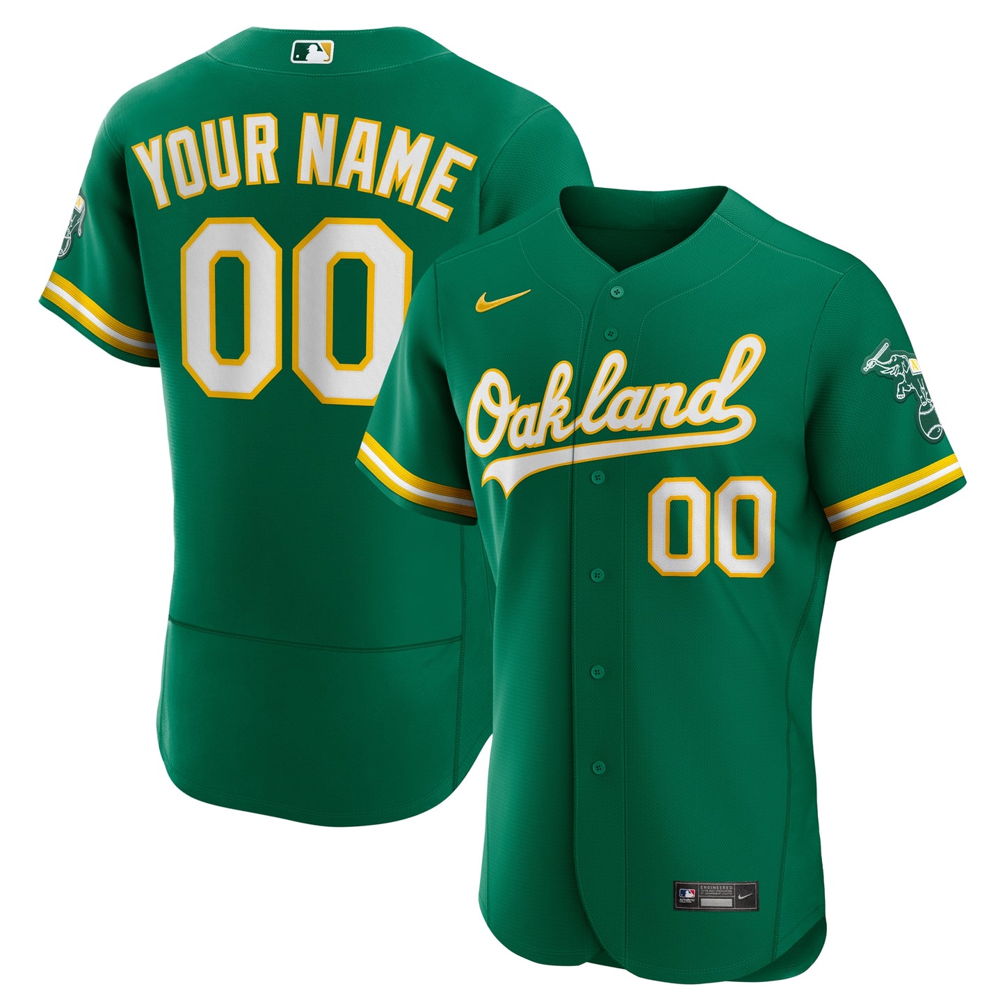 Oakland Athletics Nike Alternate Authentic Custom Jersey - Kelly Green