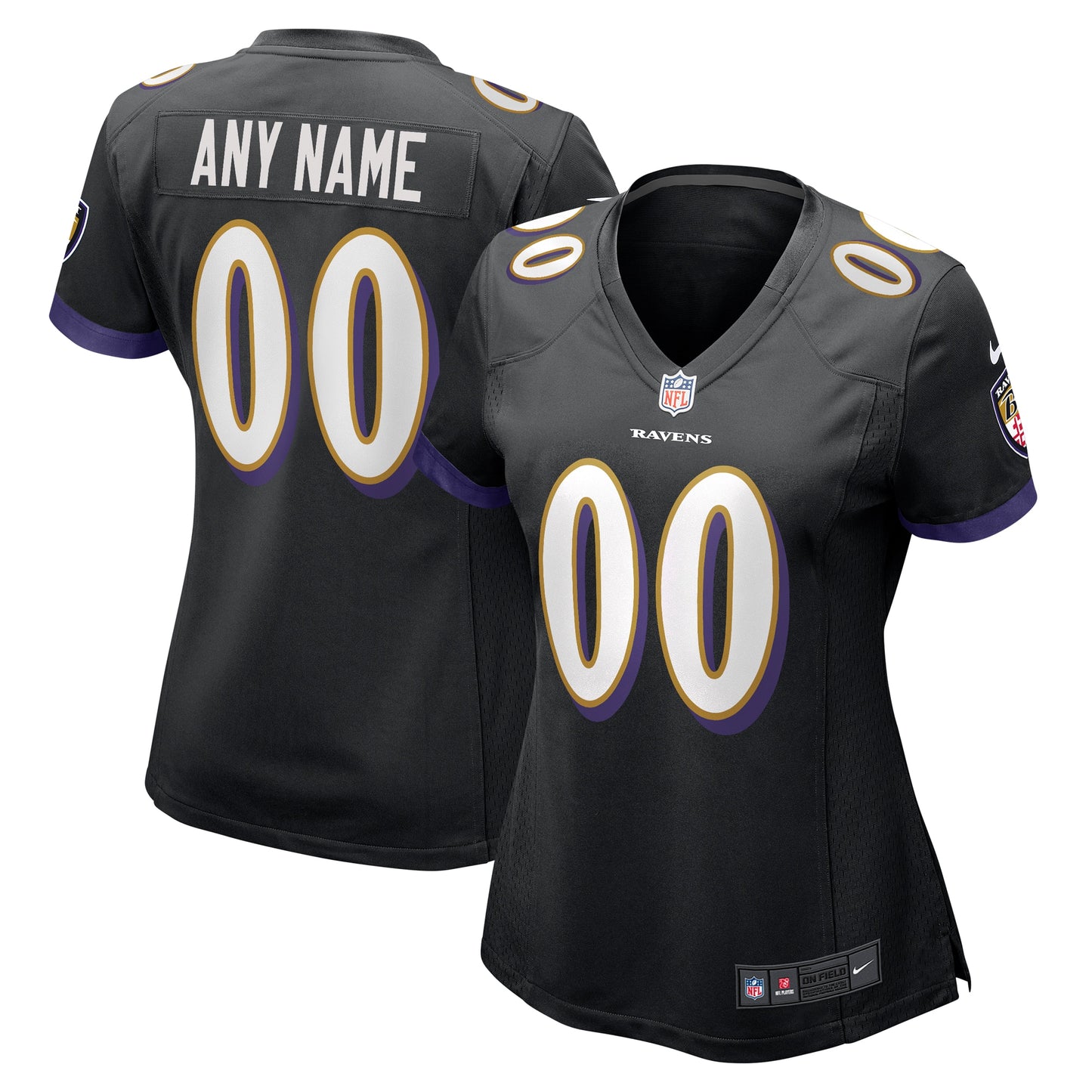 Baltimore Ravens Nike Women's Alternate Custom Game Jersey - Black