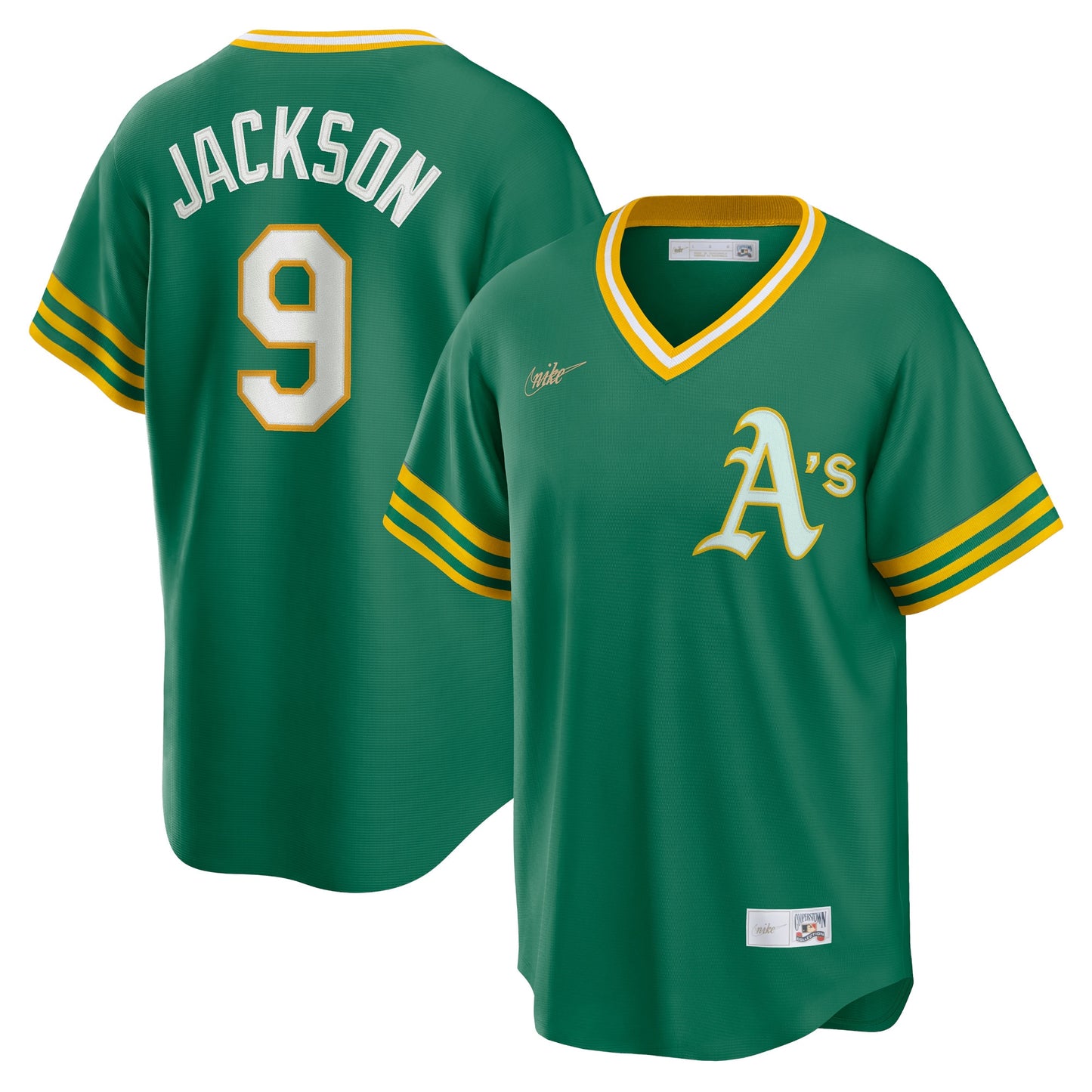 Reggie Jackson Oakland Athletics Nike Road Cooperstown Collection Player Jersey - Kelly Green