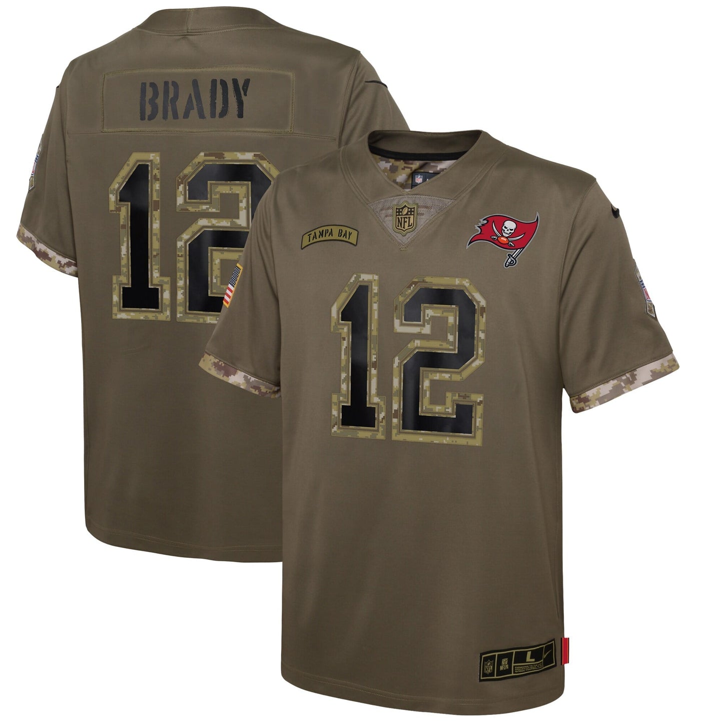 Youth Nike Tom Brady Olive Tampa Bay Buccaneers 2022 Salute To Service Player Limited Jersey