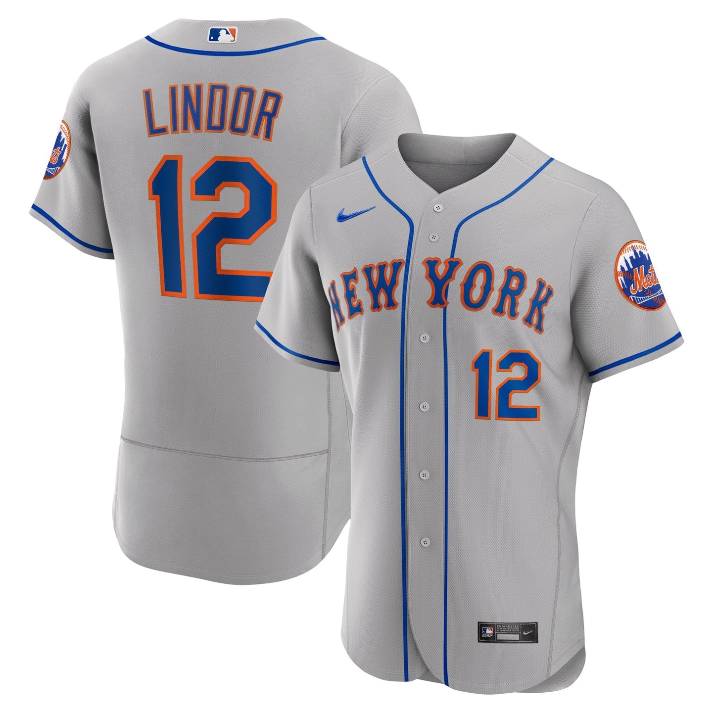 Men's Nike Francisco Lindor Gray New York Mets Road Authentic Player Jersey