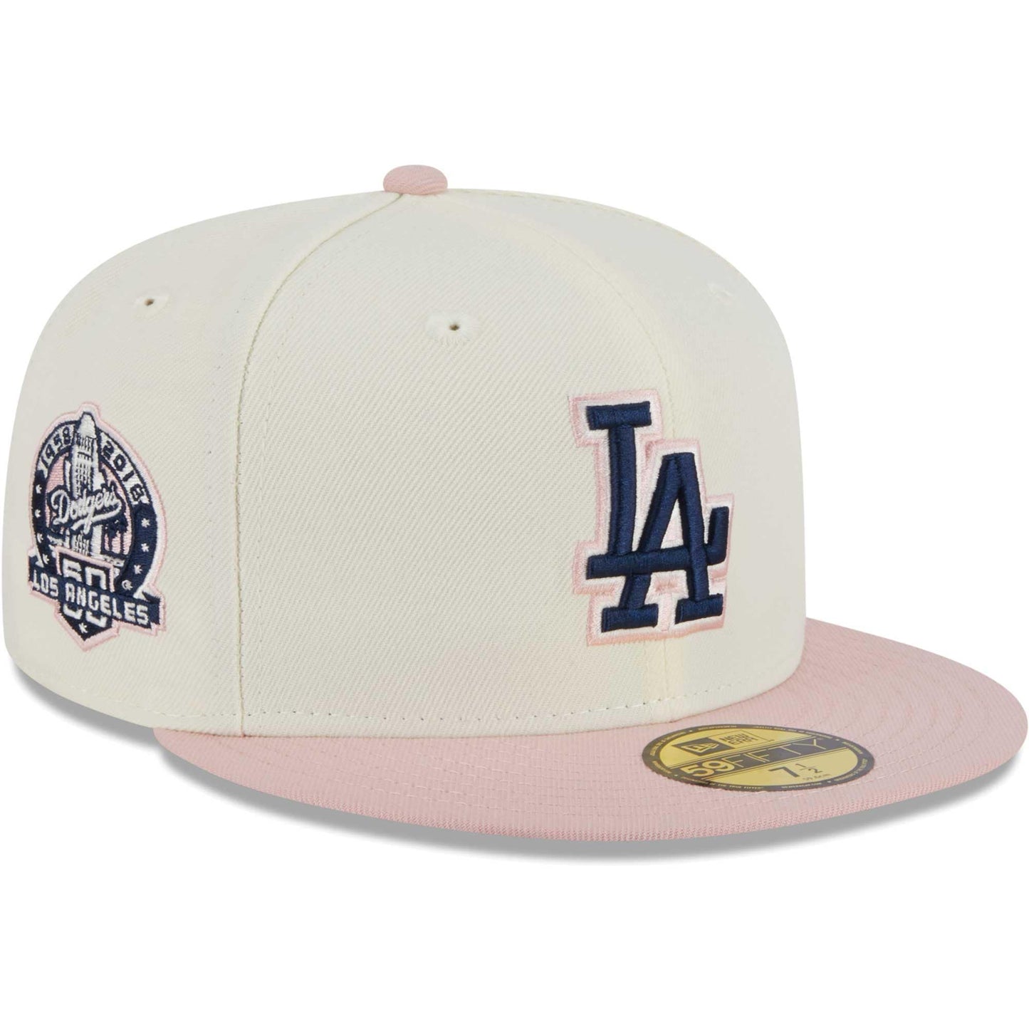 Los Angeles Dodgers New Era Chrome Rogue 59FIFTY Fitted Hat - White/Pink