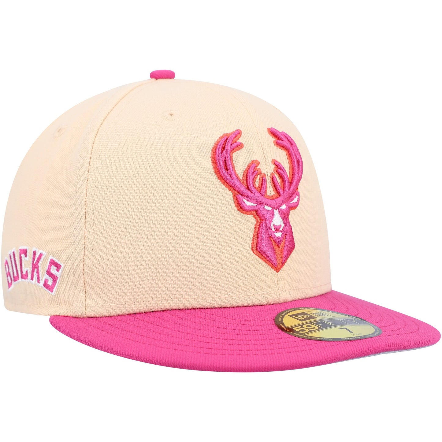 Milwaukee Bucks New Era Passion Mango 59FIFTY Fitted Hat - Orange/Pink