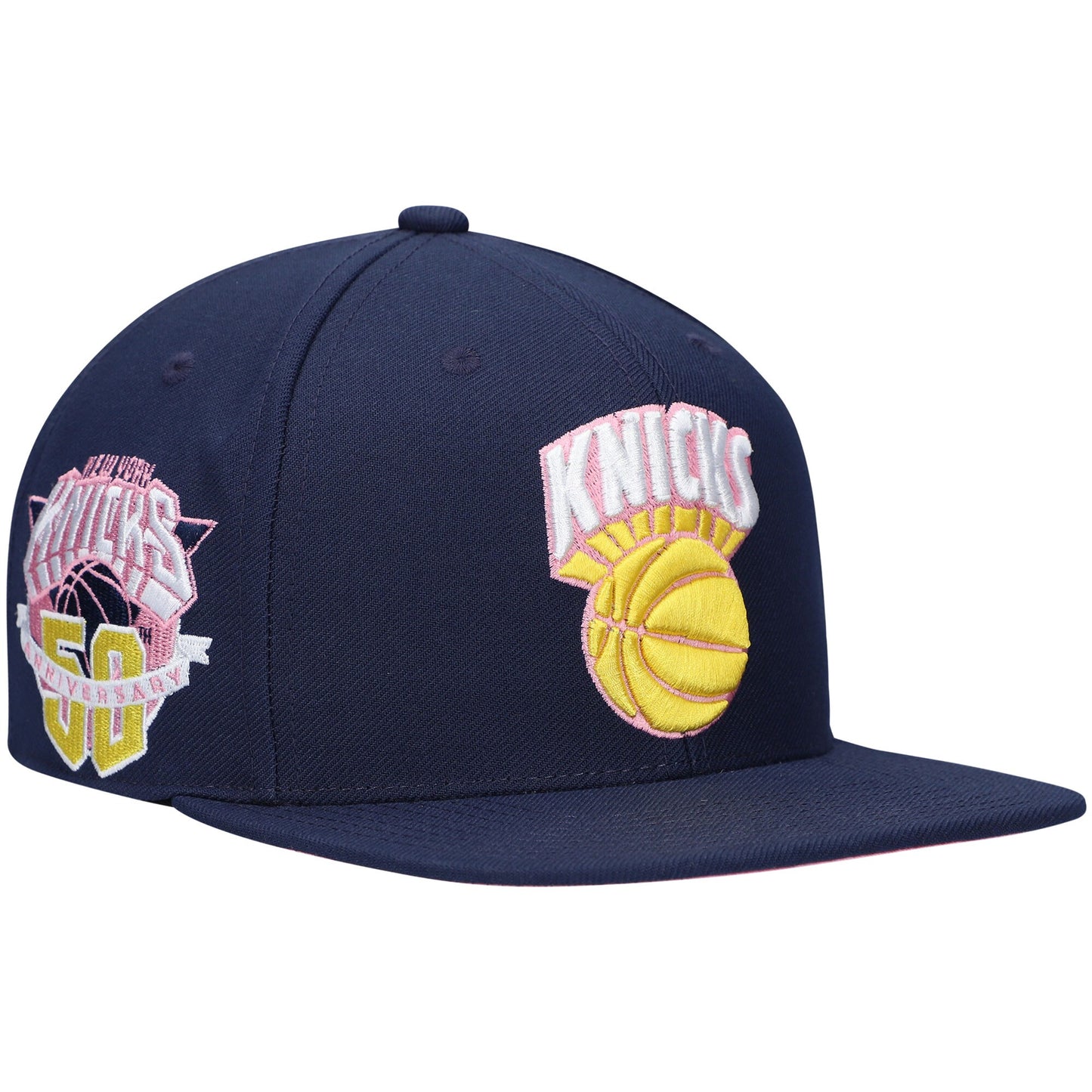 New York Knicks Mitchell & Ness 50th Anniversary Burnt Sunrise Fitted Hat - Navy