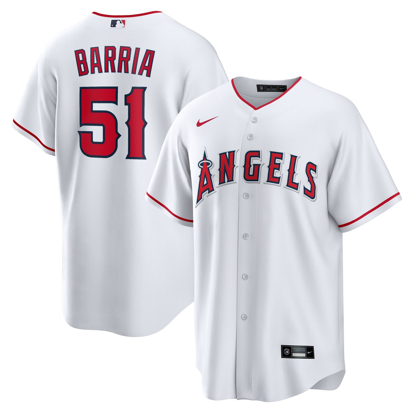 Jaime Barria Los Angeles Angels Nike Home Replica Player Jersey - White