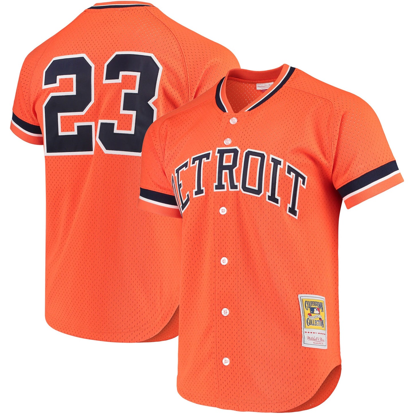 Kirk Gibson Detroit Tigers Mitchell & Ness Cooperstown Collection Mesh Batting Practice Button-Up Jersey - Orange