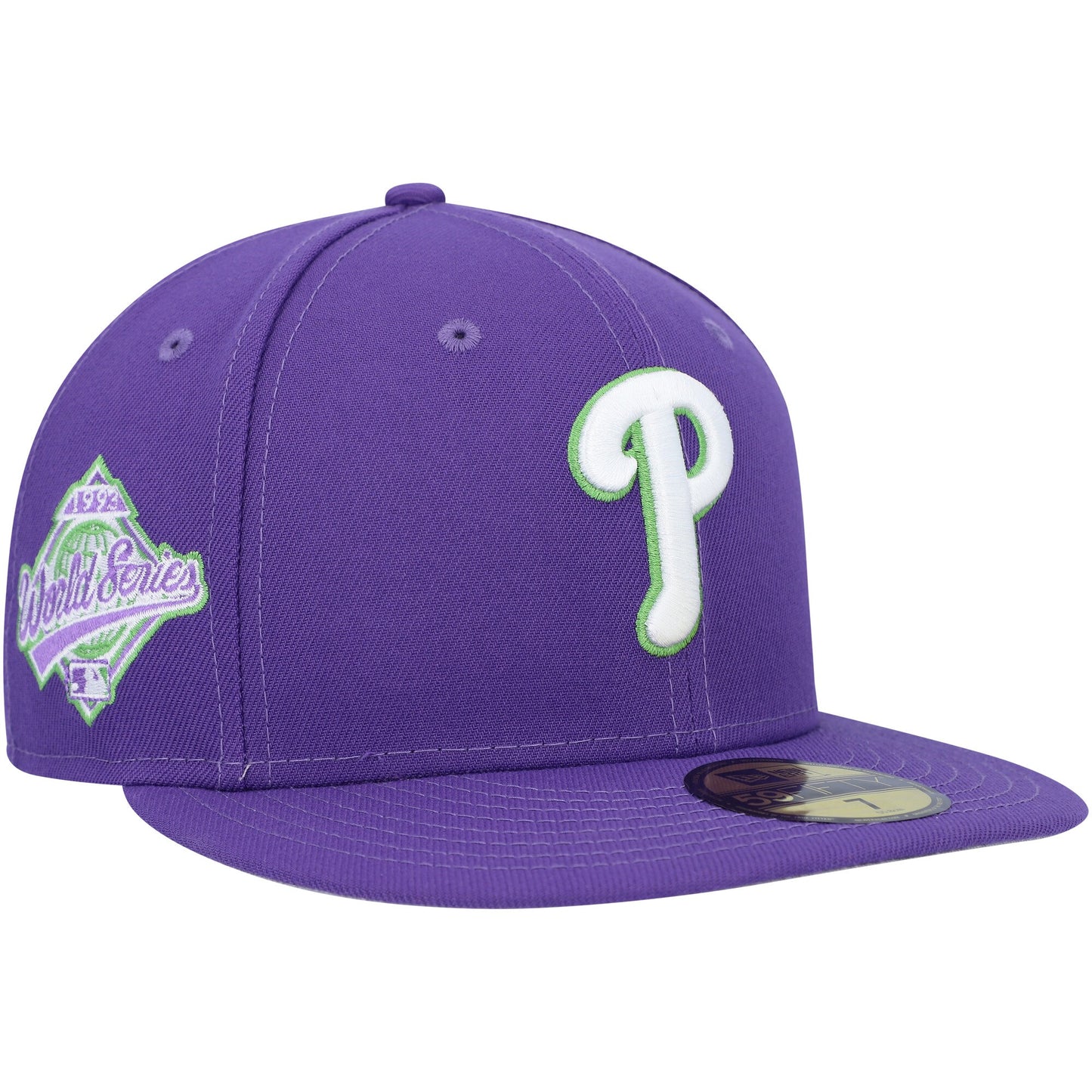 Philadelphia Phillies New Era Lime Side Patch 59FIFTY Fitted Hat - Purple
