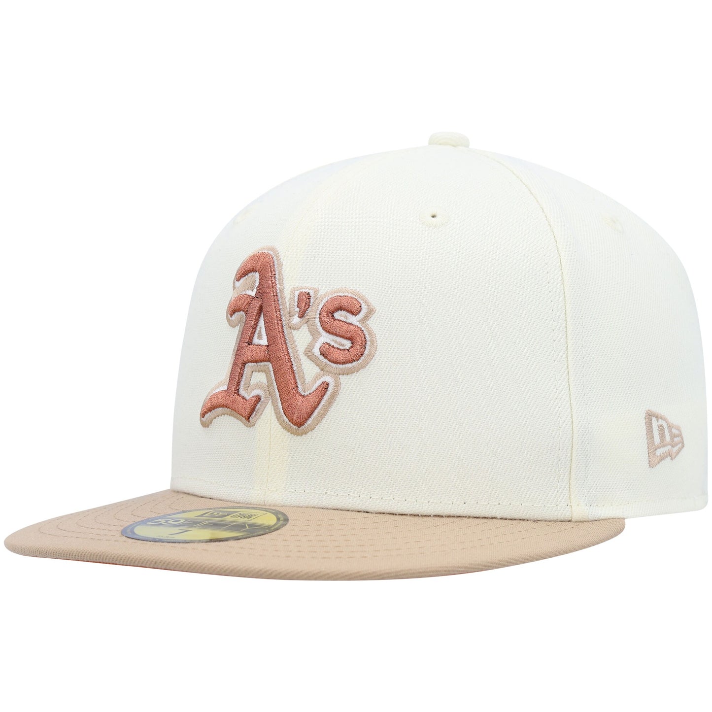 Oakland Athletics New Era Chrome Camel Rust Undervisor 59FIFTY Fitted Hat - Cream