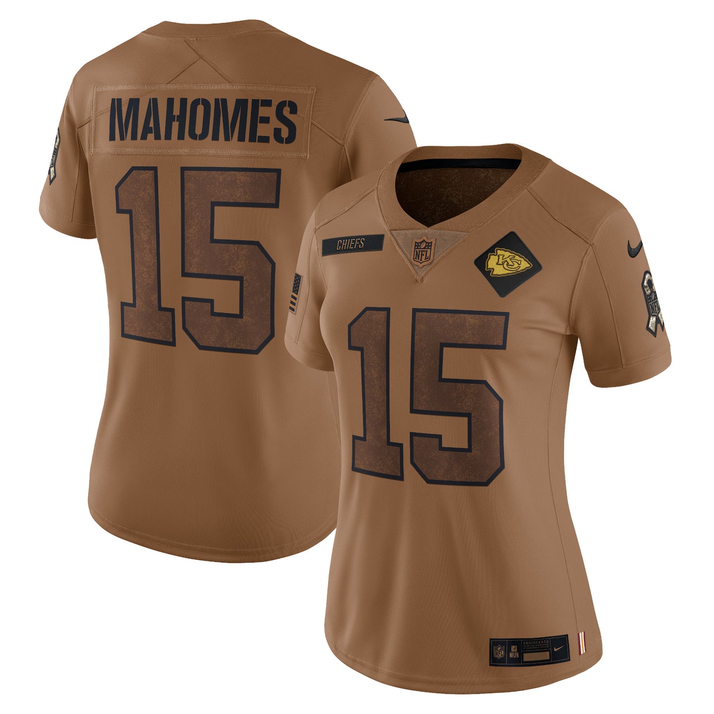 Patrick Mahomes Kansas City Chiefs Nike Women's 2023 Salute To Service Limited Jersey - Brown