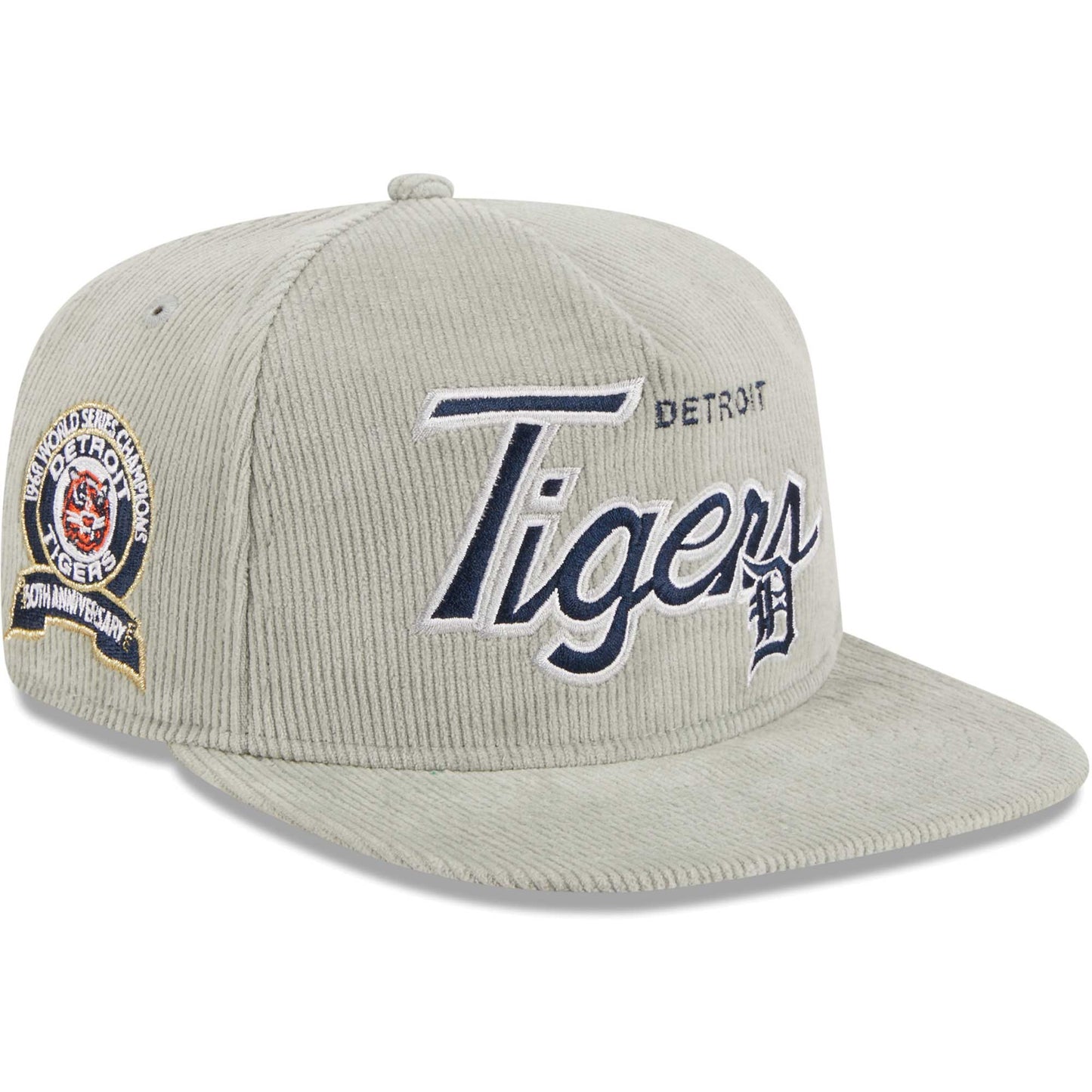 Detroit Tigers New Era Corduroy Golfer Adjustable Hat - Gray