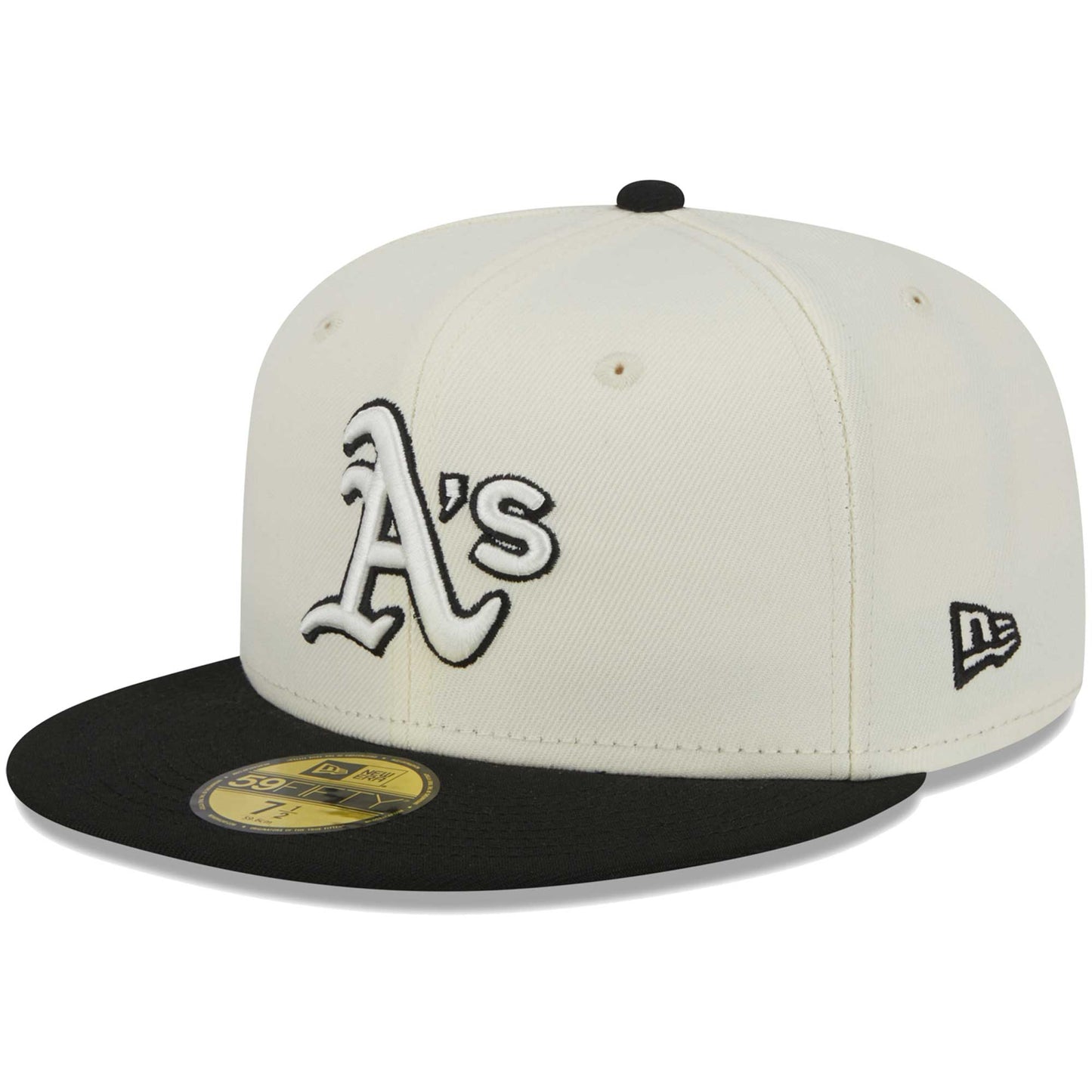 Oakland Athletics New Era Chrome 59FIFTY Fitted Hat - Stone/Black
