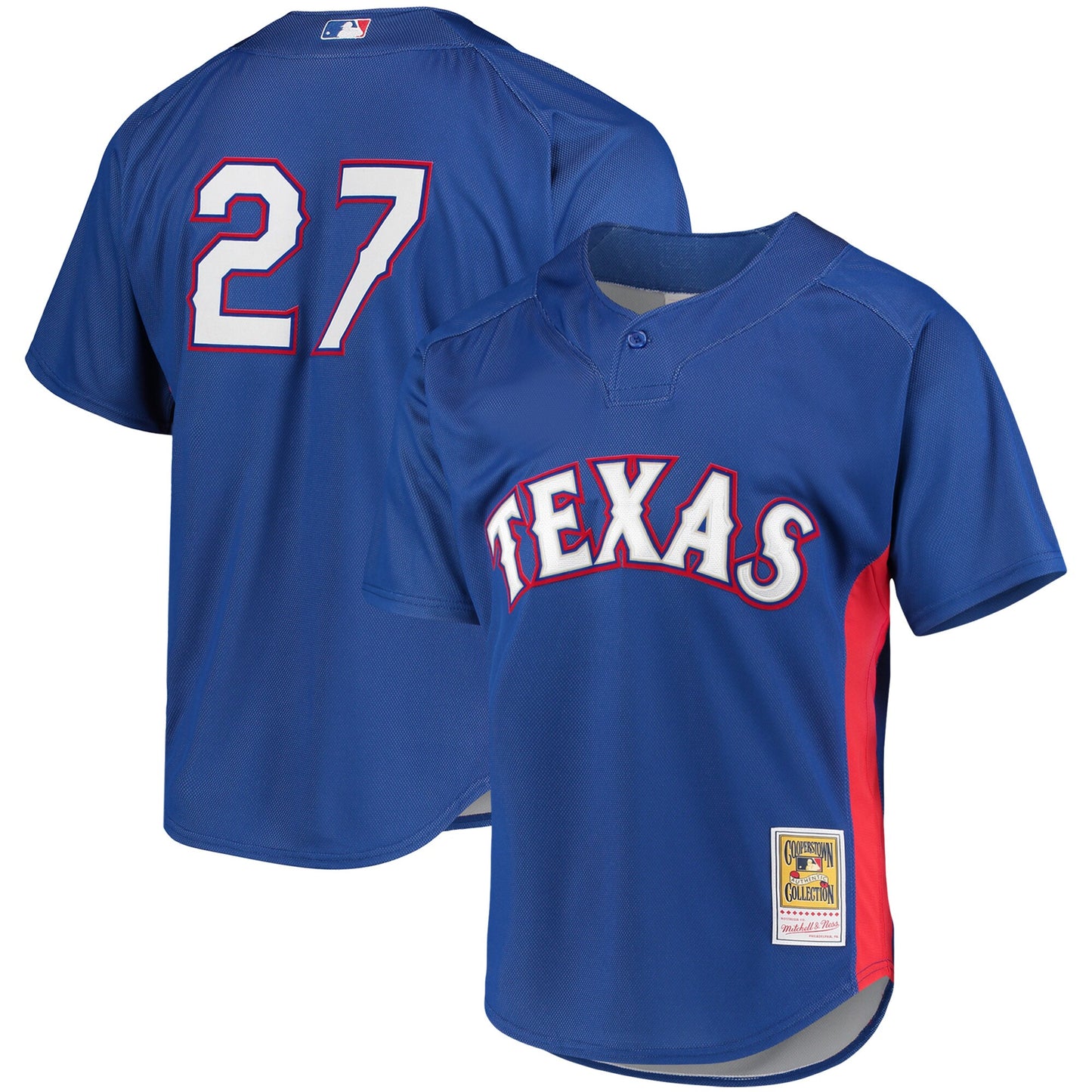 Vladimir Guerrero Texas Rangers Mitchell & Ness Cooperstown Collection Mesh Batting Practice Button-Up Jersey - Royal
