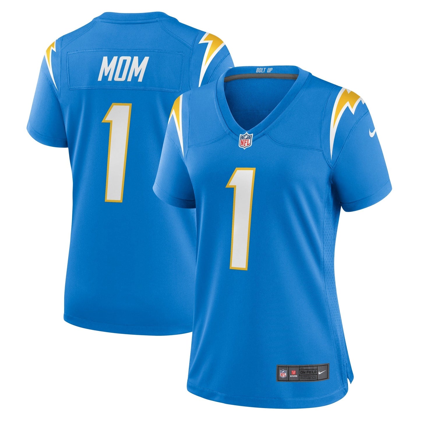 Women's Nike Number 1 Mom Powder Blue Los Angeles Chargers Game Jersey