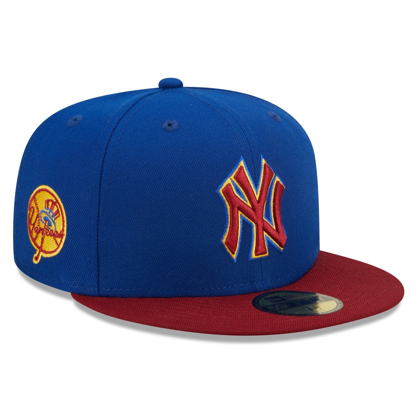 New York Yankees New Era Logo Primary Jewel Gold Undervisor 59FIFTY Fitted Hat - Royal/Red