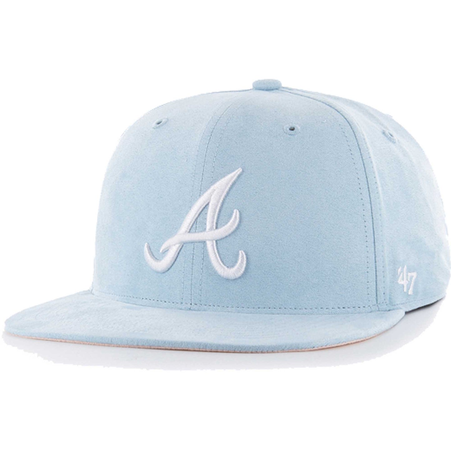 Atlanta Braves '47 Ultra Suede Captain Snapback Hat - Light Blue