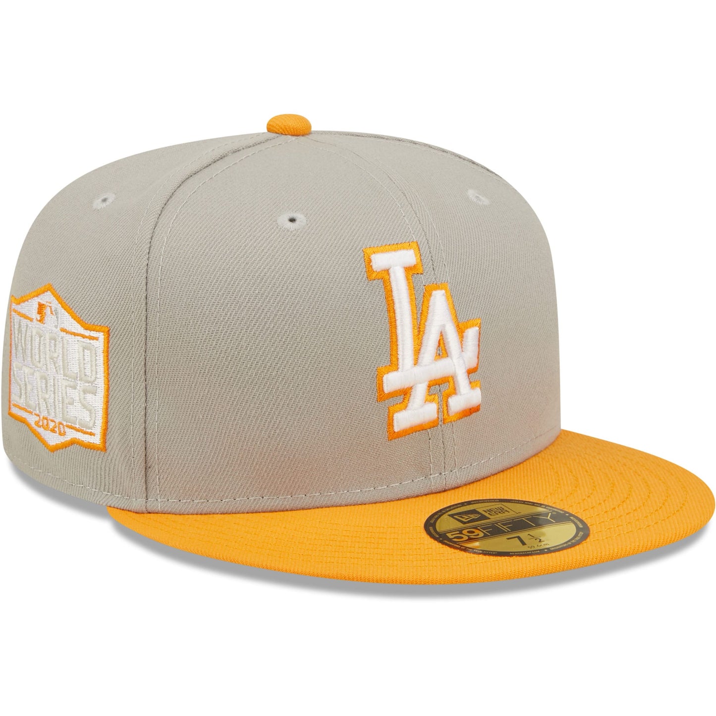 Los Angeles Dodgers New Era 2020 World Series Cooperstown Collection Undervisor 59FIFTY Fitted Hat - Gray/Orange