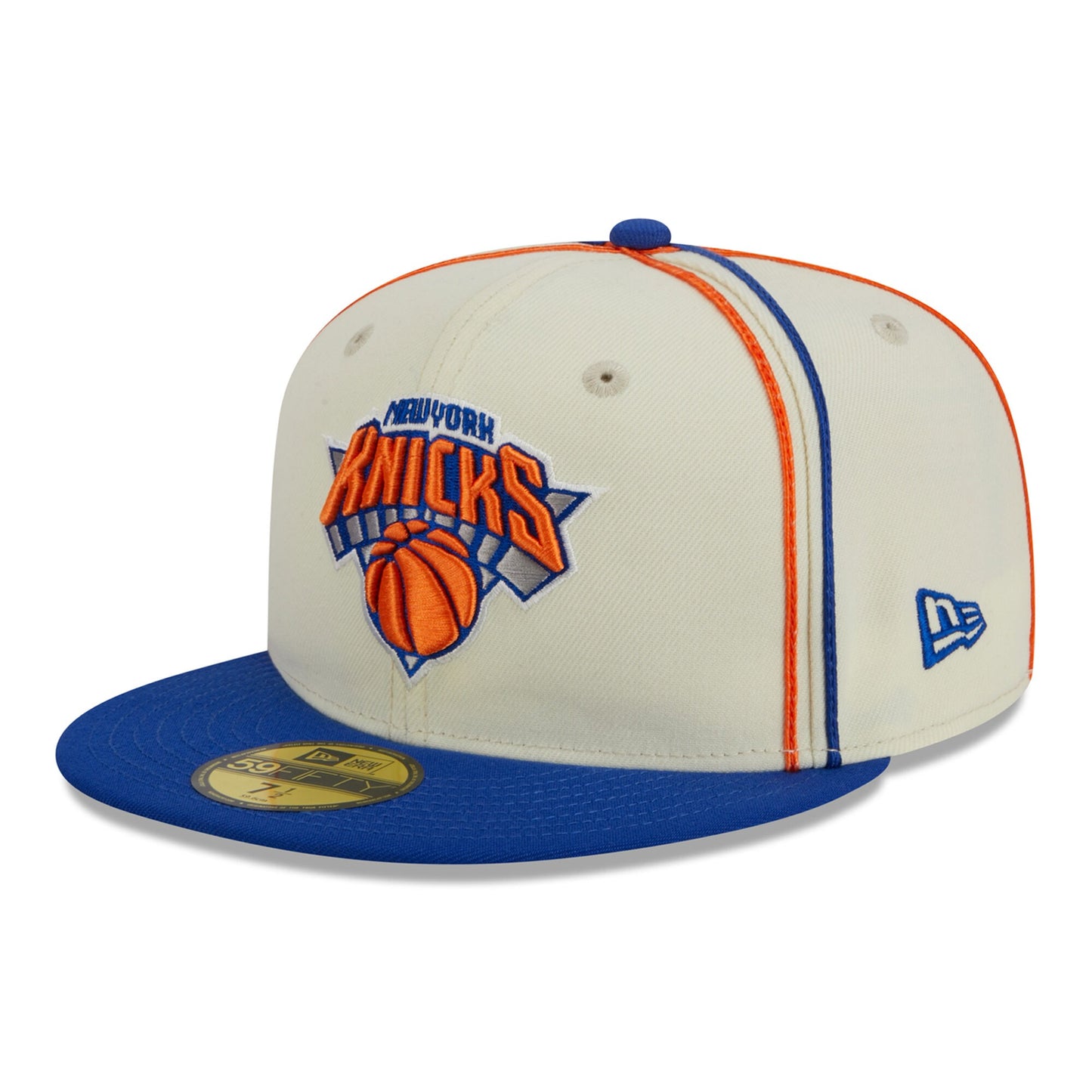 New York Knicks New Era Piping 2-Tone 59FIFTY Fitted Hat - Cream/Blue