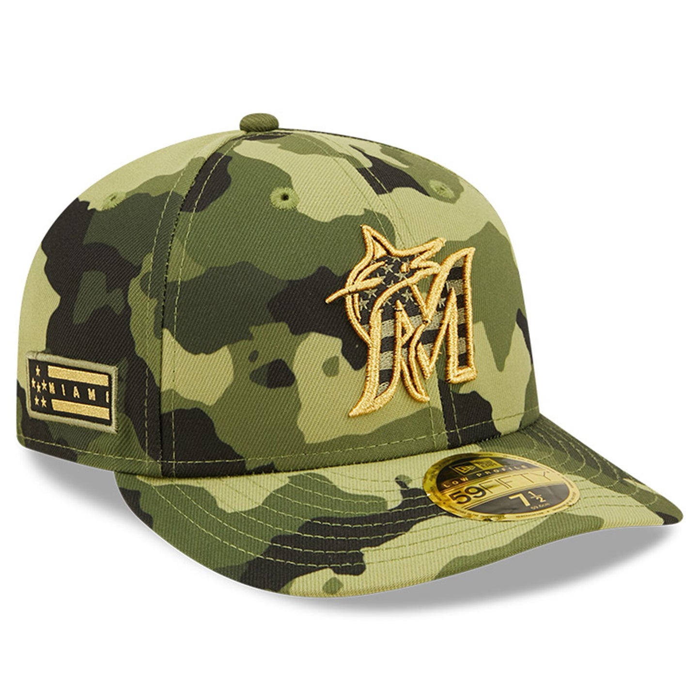 Miami Marlins New Era 2022 Armed Forces Day On-Field Low Profile 59FIFTY - Camo