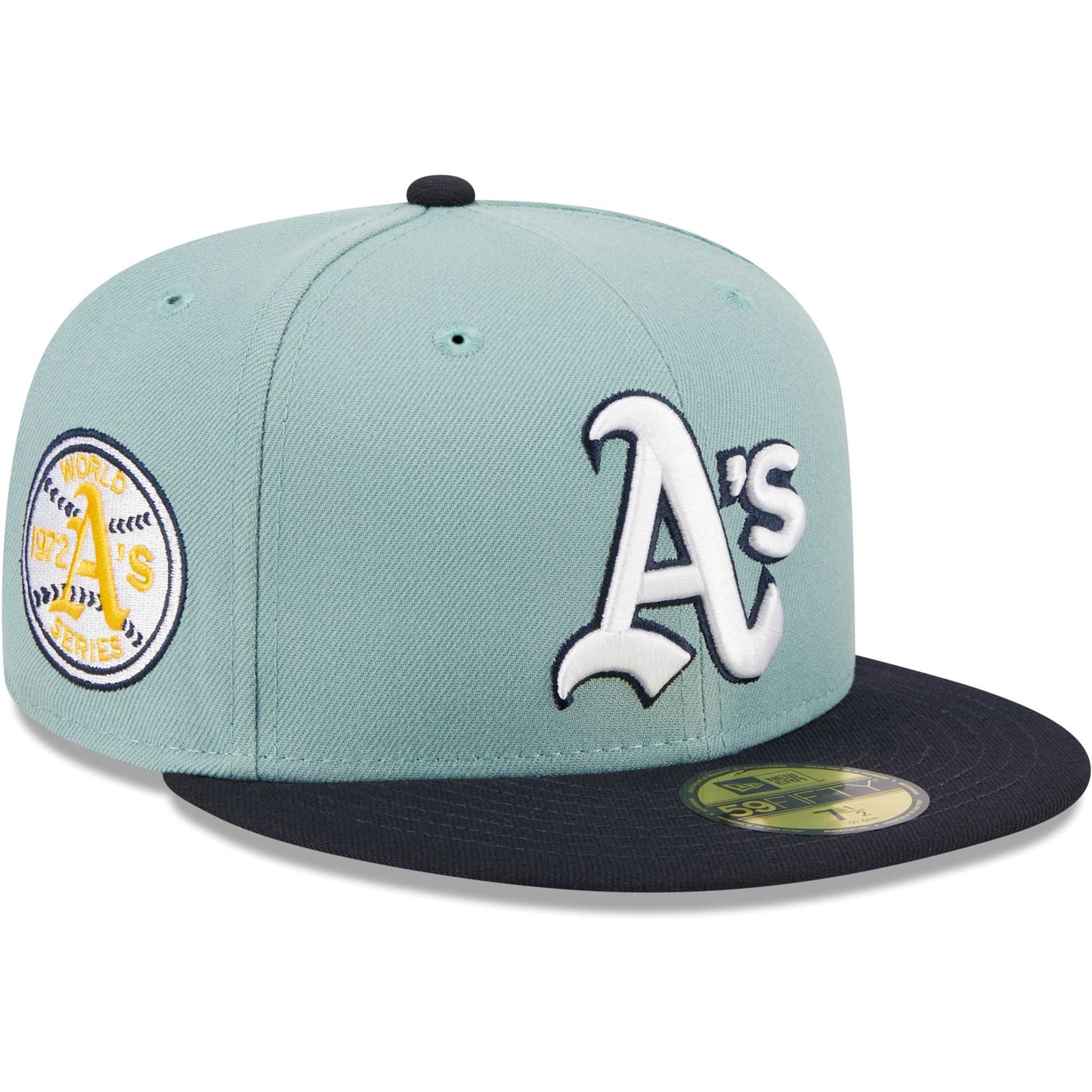 Oakland Athletics New Era Beach Kiss 59FIFTY Fitted Hat - Light Blue/Navy