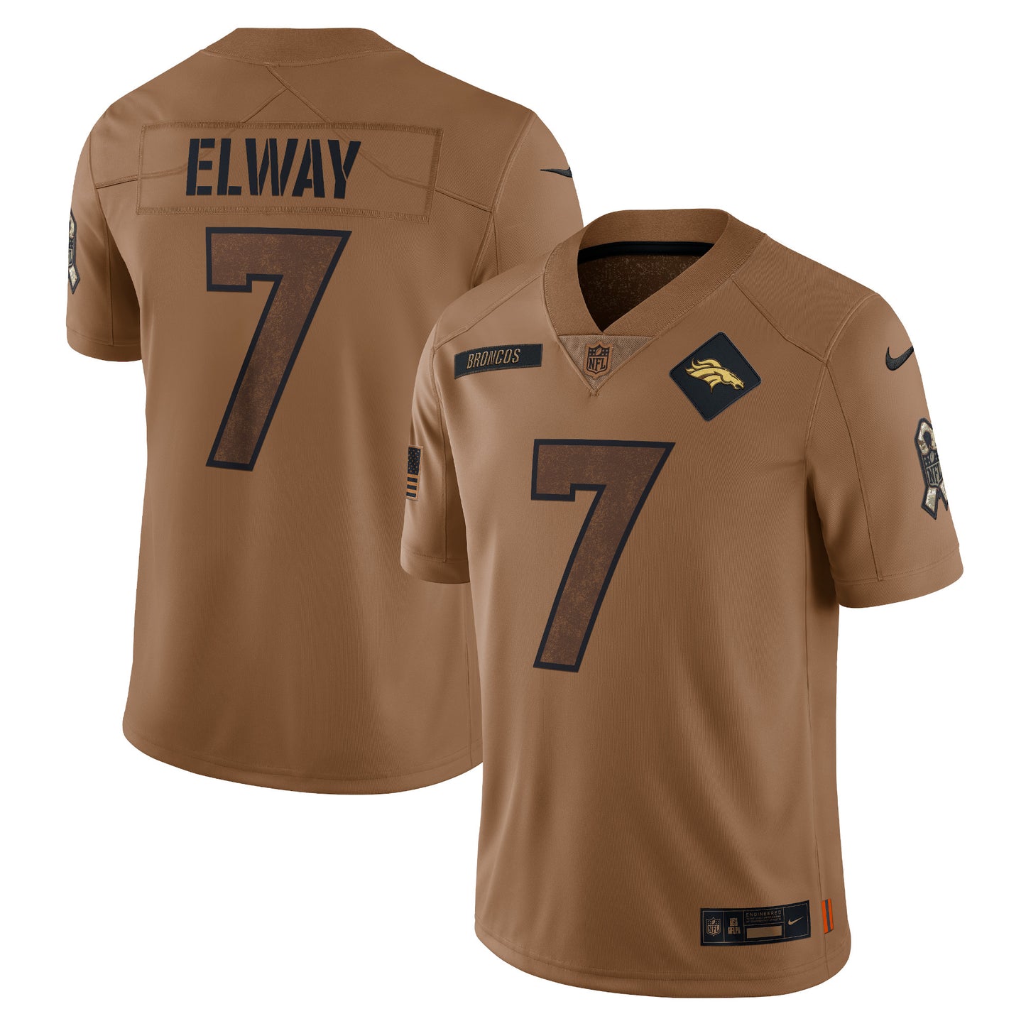 John Elway Denver Broncos Nike 2023 Salute To Service Retired Player Limited Jersey - Brown