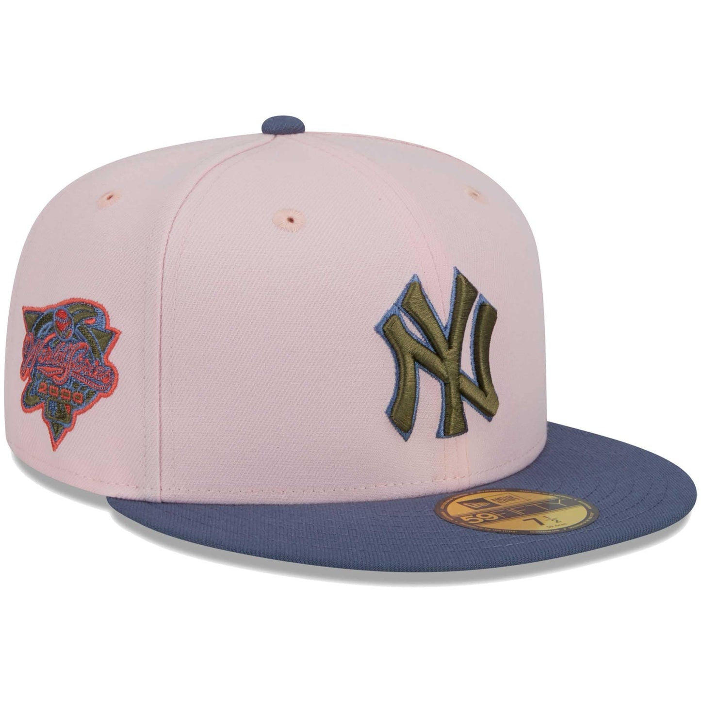 New York Yankees New Era Olive Undervisor 59FIFTY Fitted Hat - Pink/Blue