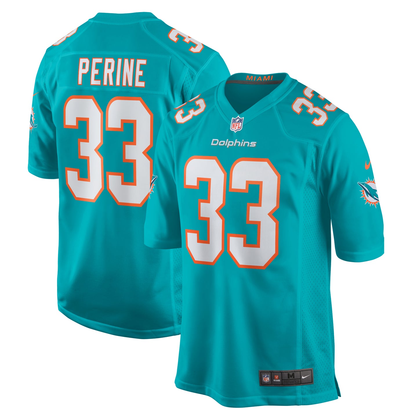 Lamical Perine Miami Dolphins Nike Home Game Player Jersey - Aqua