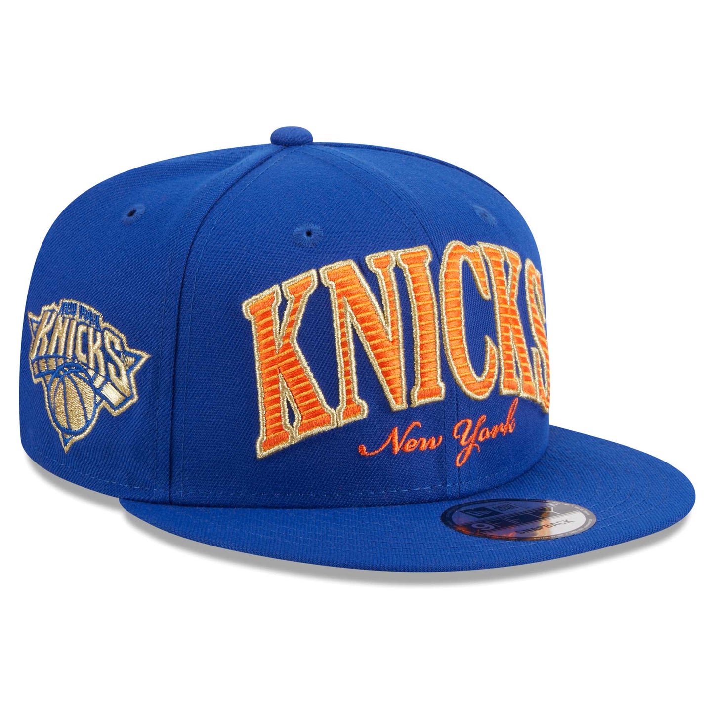 New York Knicks New Era Golden Tall Text 9FIFTY Snapback Hat - Blue