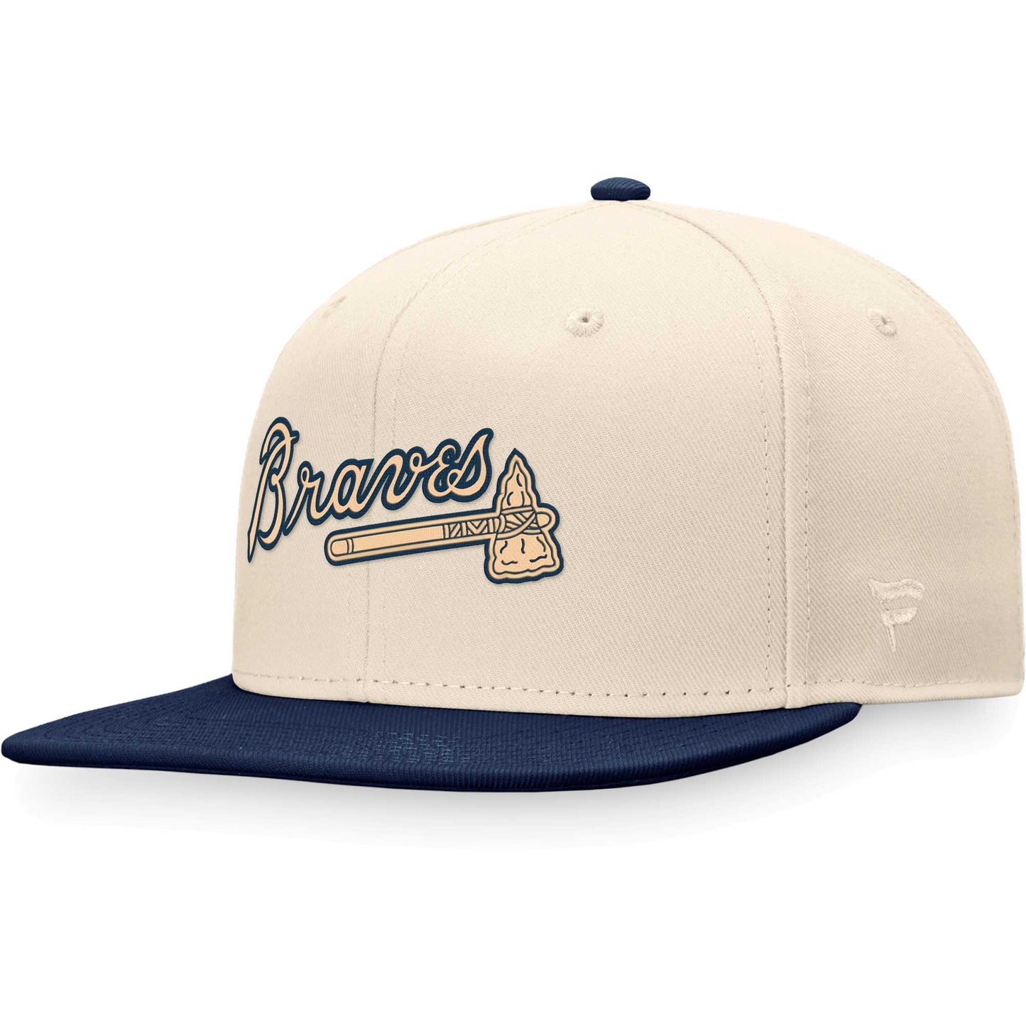 Atlanta Braves Fanatics Branded Fitted Hat - Natural/Navy