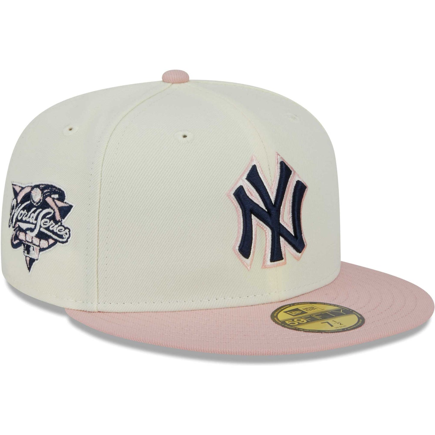 New York Yankees New Era Chrome Rogue 59FIFTY Fitted Hat - White/Pink