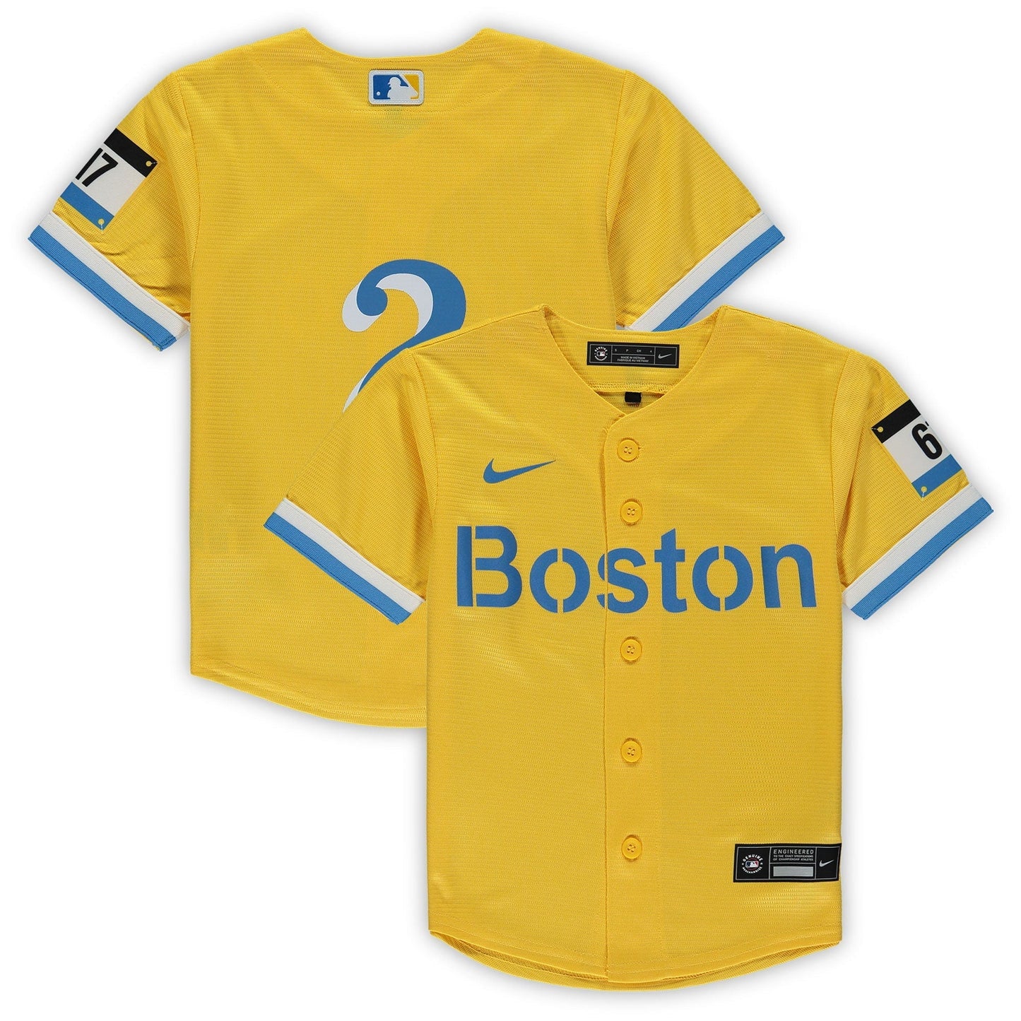 Preschool Nike Xander Bogaerts Gold Boston Red Sox City Connect Script Replica Jersey
