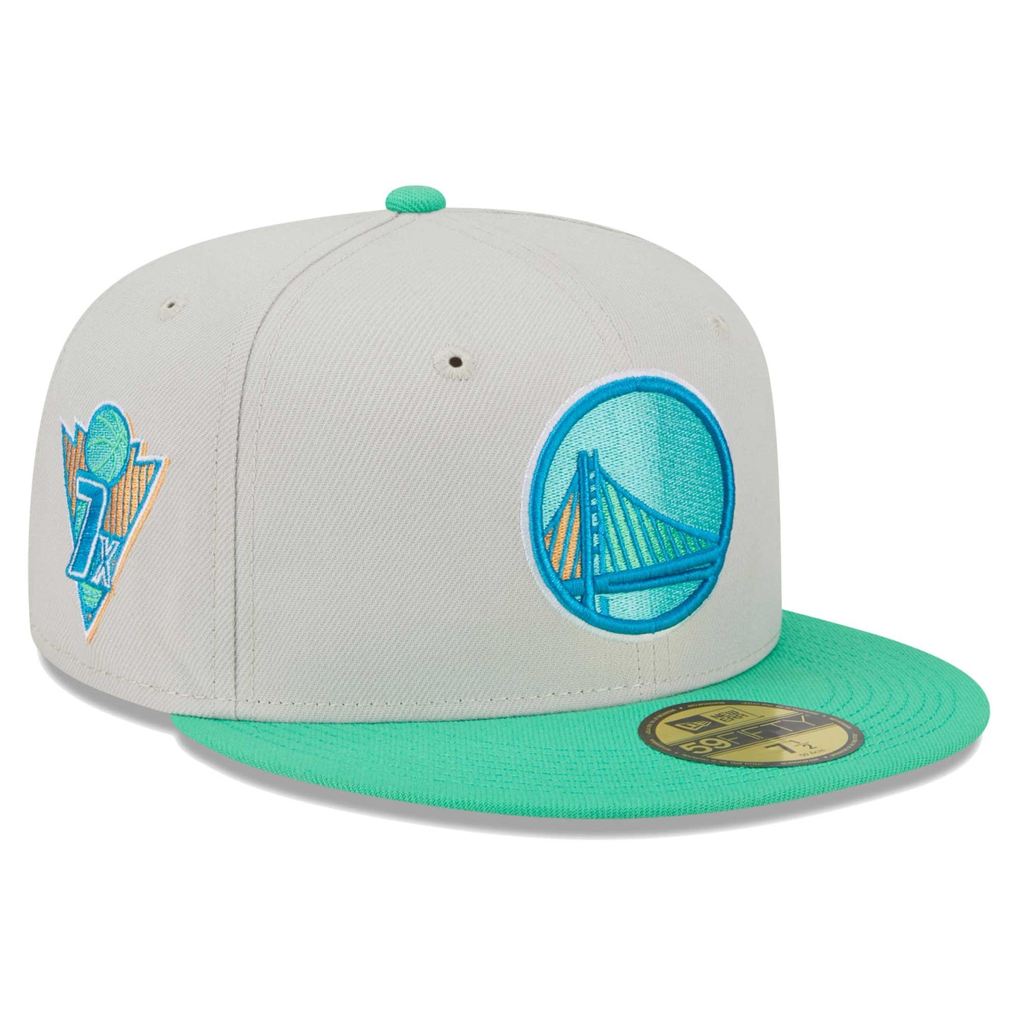 Golden State Warriors Cream and Green 59FIFTY Fitted Hat - Tan