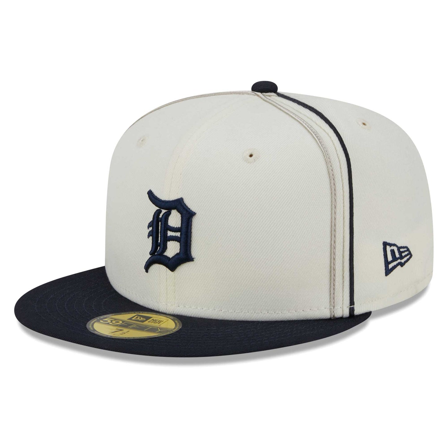 Detroit Tigers New Era Chrome Sutash 59FIFTY Fitted Hat - Cream/Navy