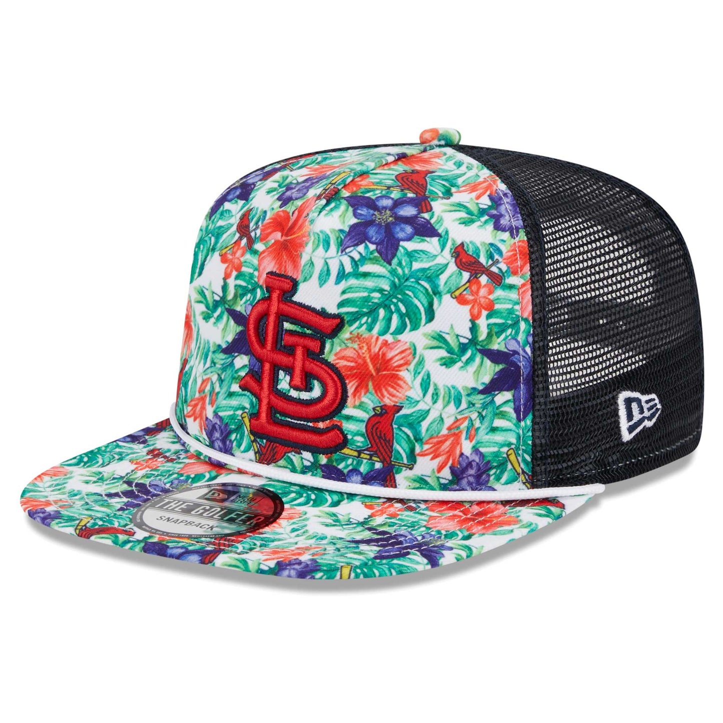 St. Louis Cardinals New Era Tropic Floral Golfer Lightly Structured Snapback Hat