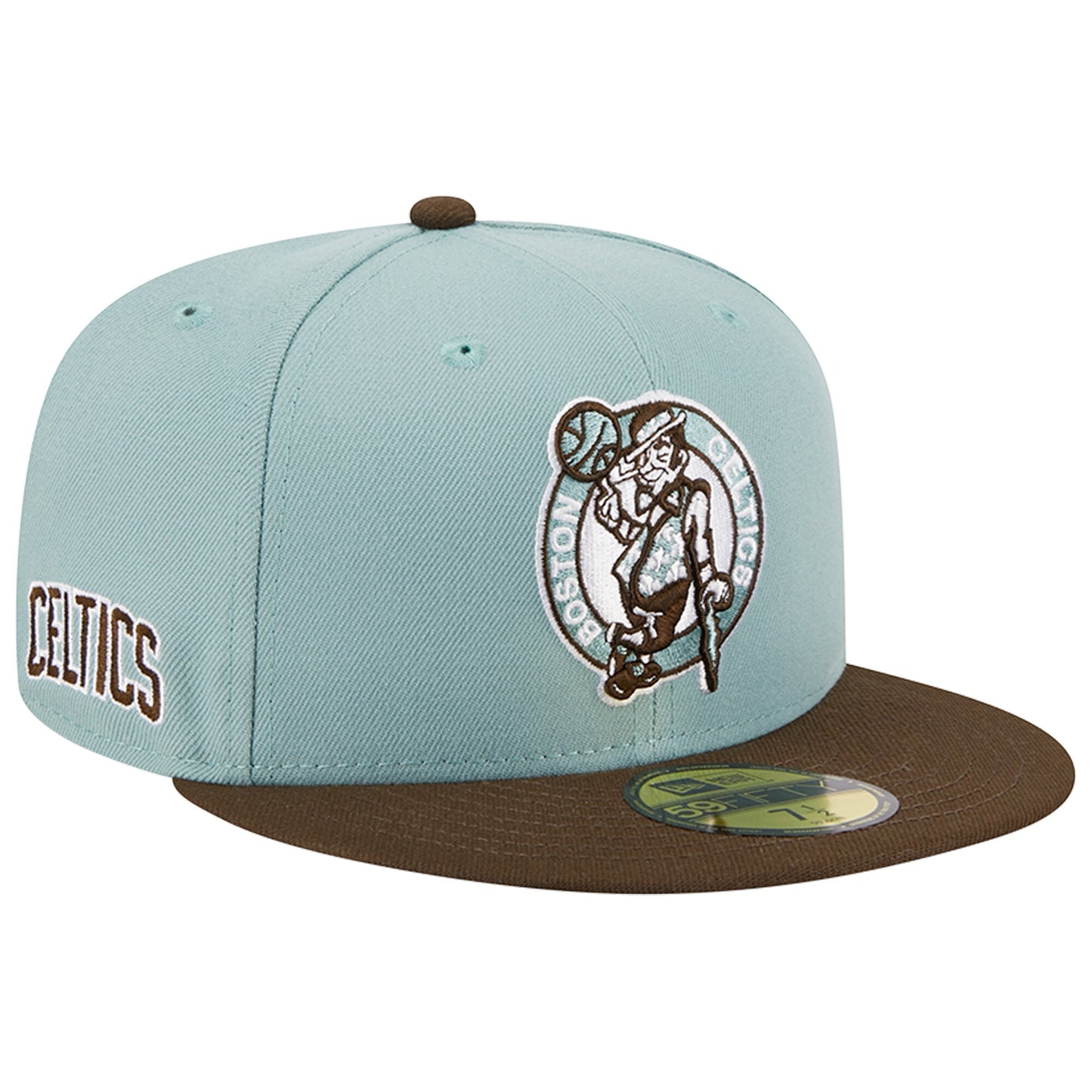 Boston Celtics New Era Two-Tone 59FIFTY Fitted Hat - Light Blue/Brown