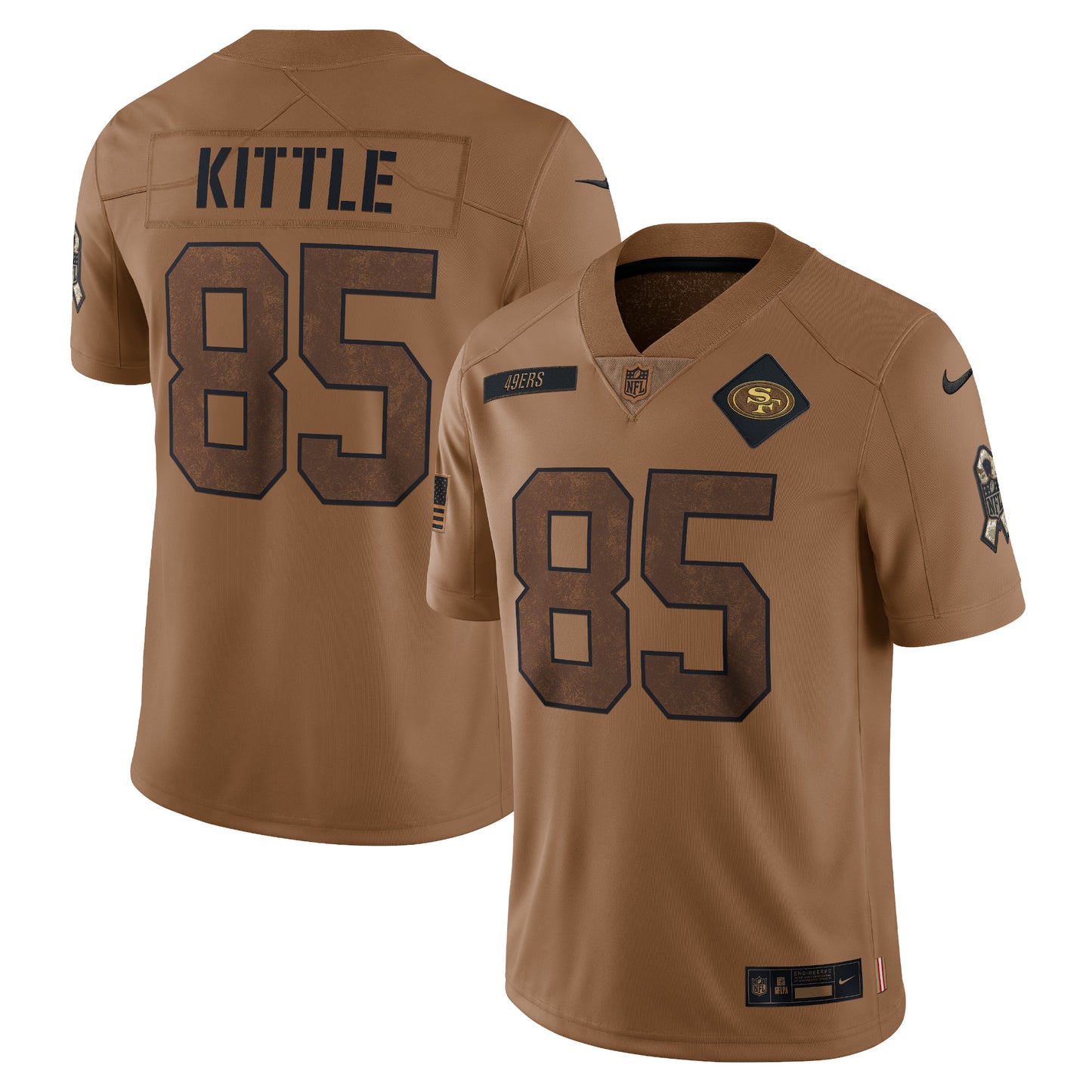 George Kittle San Francisco 49ers Nike 2023 Salute To Service Limited Jersey - Brown