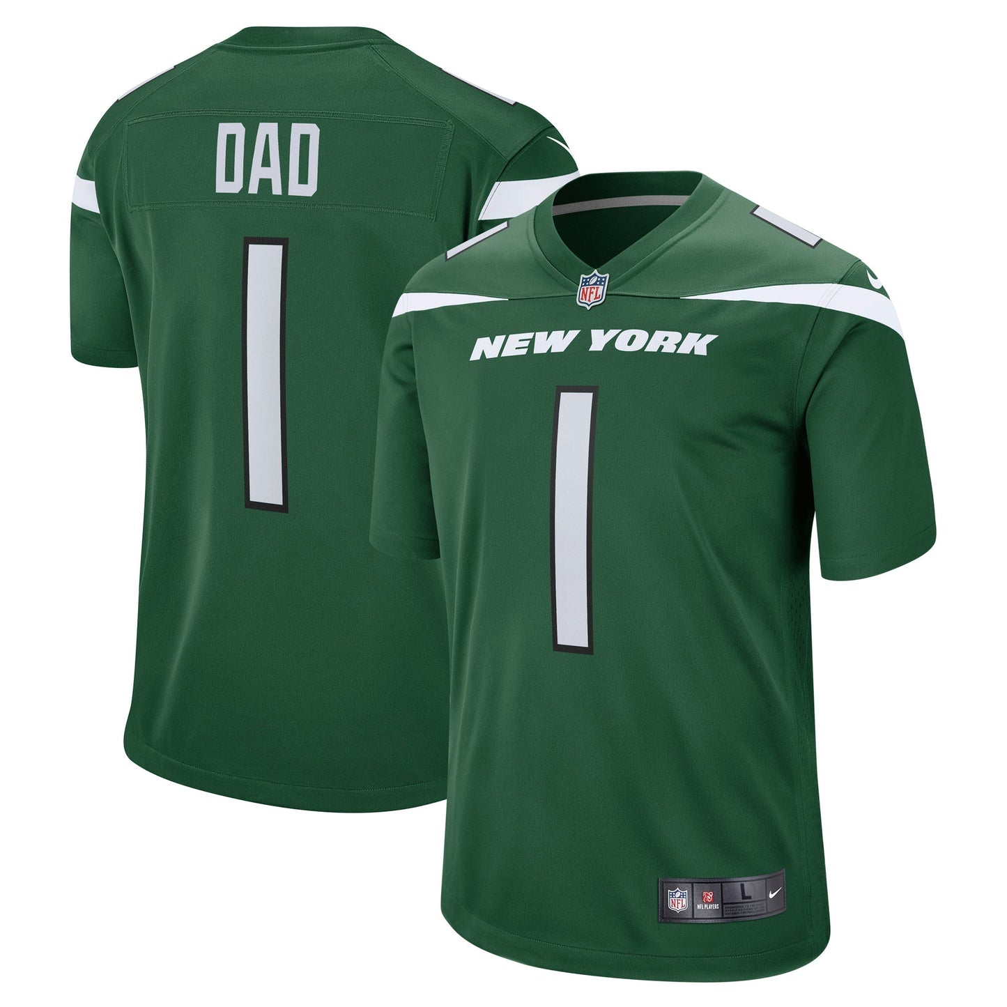 Men's Nike Number 1 Dad Gotham Green New York Jets Game Jersey