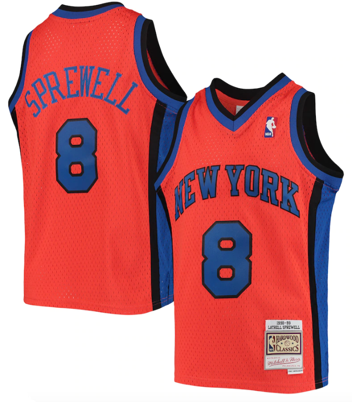 Men's Latrell Sprewell New York Knicks Mitchell & Ness 1998-99 Hardwood Classics Reload Jersey Orange