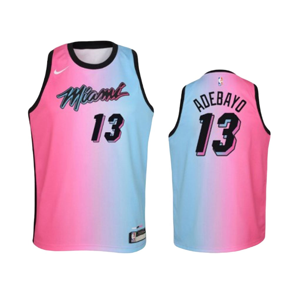 Youth Miami Heat Bam Adebayo City Edition Jersey - Pink Blue