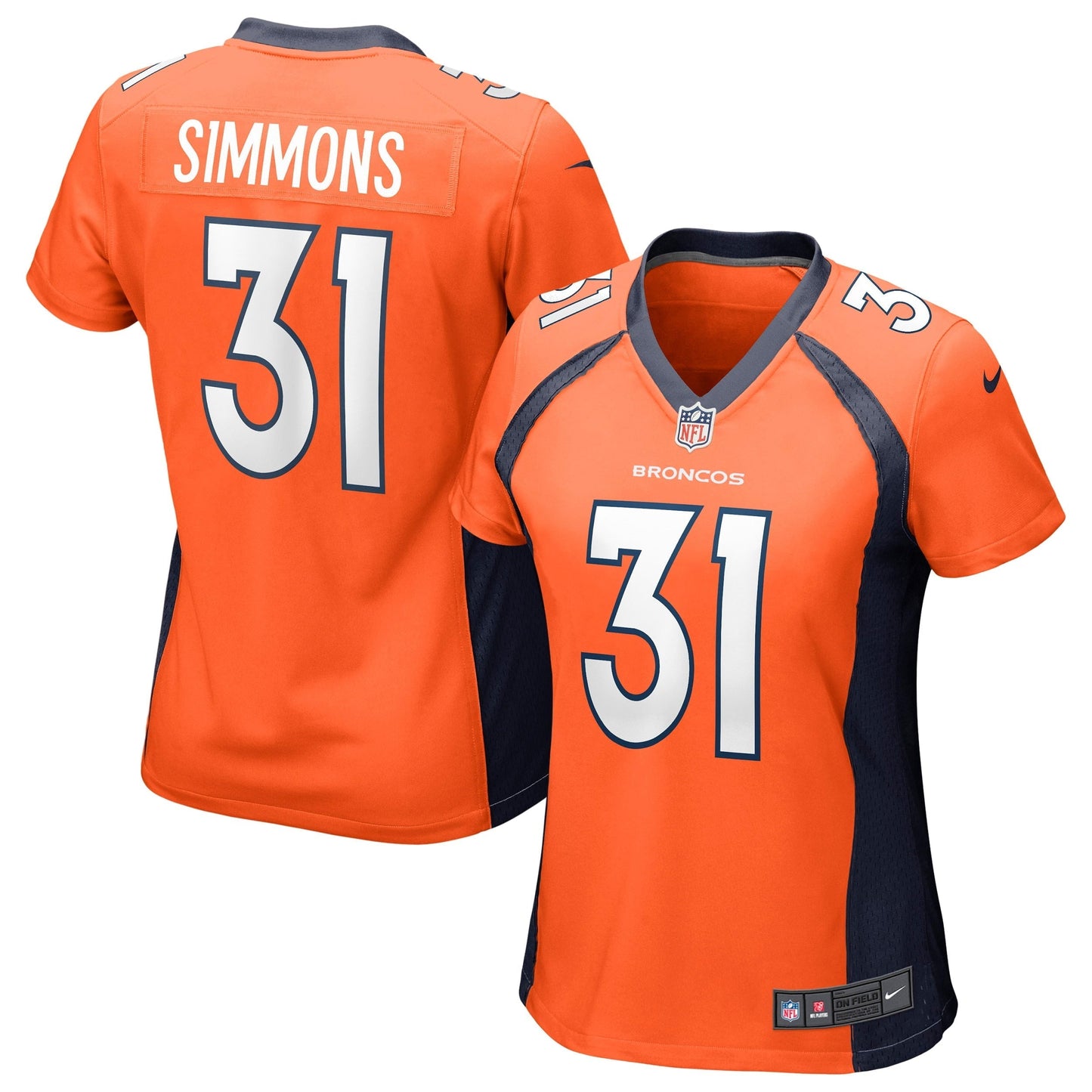 Women's Nike Justin Simmons Orange Denver Broncos Game Jersey