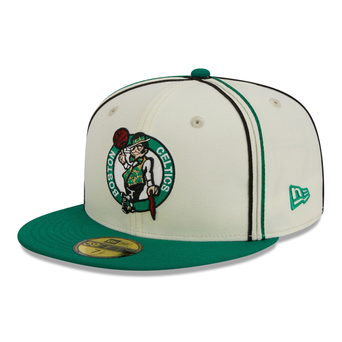 Boston Celtics New Era Piping 2-Tone 59FIFTY Fitted Hat - Cream/Kelly Green