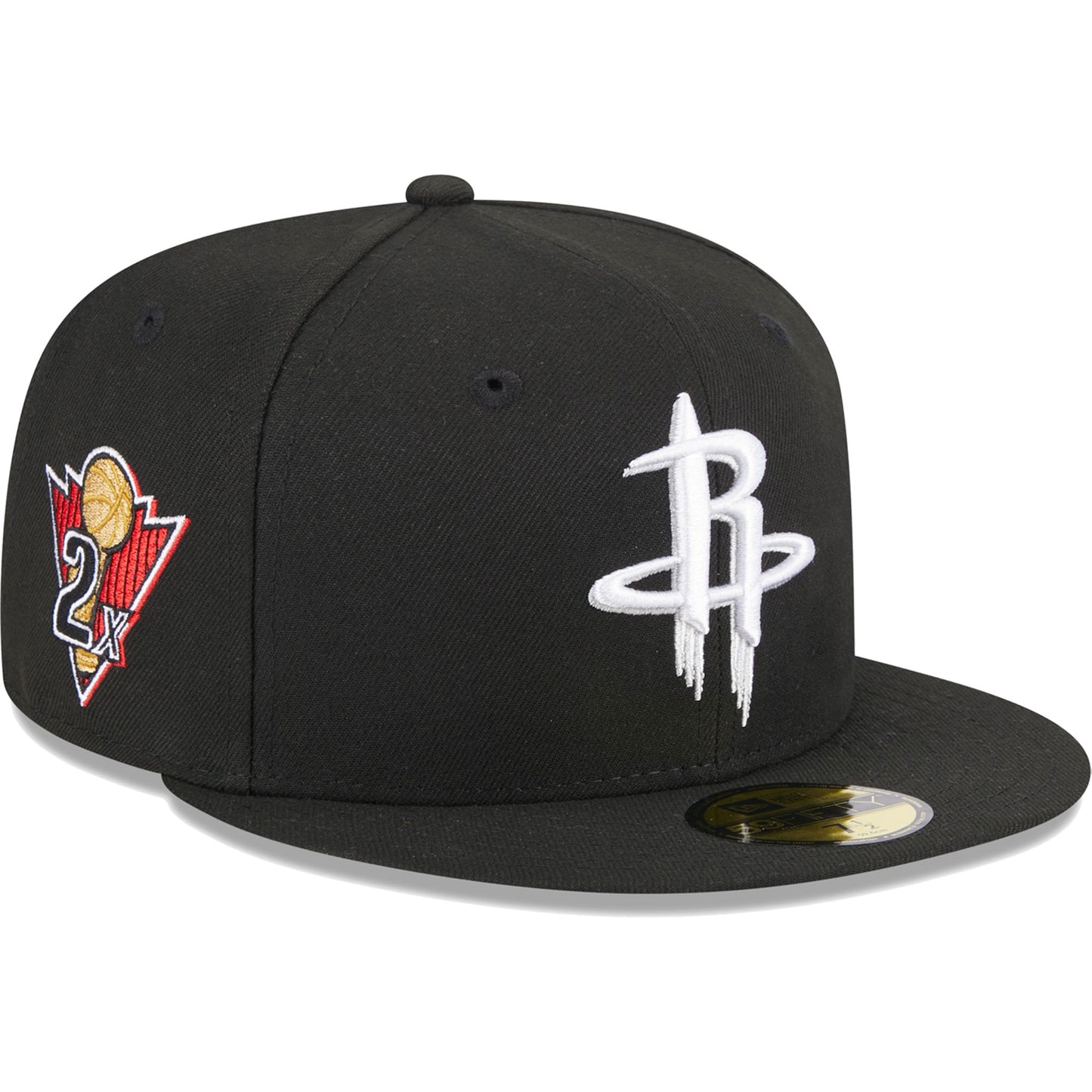 Houston Rockets New Era 2-Time Champions Commemorative Side Patch 59FIFTY Fitted Hat - Black
