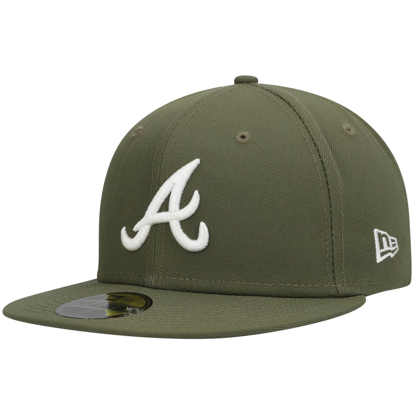 Atlanta Braves New Era White Logo 59FIFTY Fitted Hat - Olive